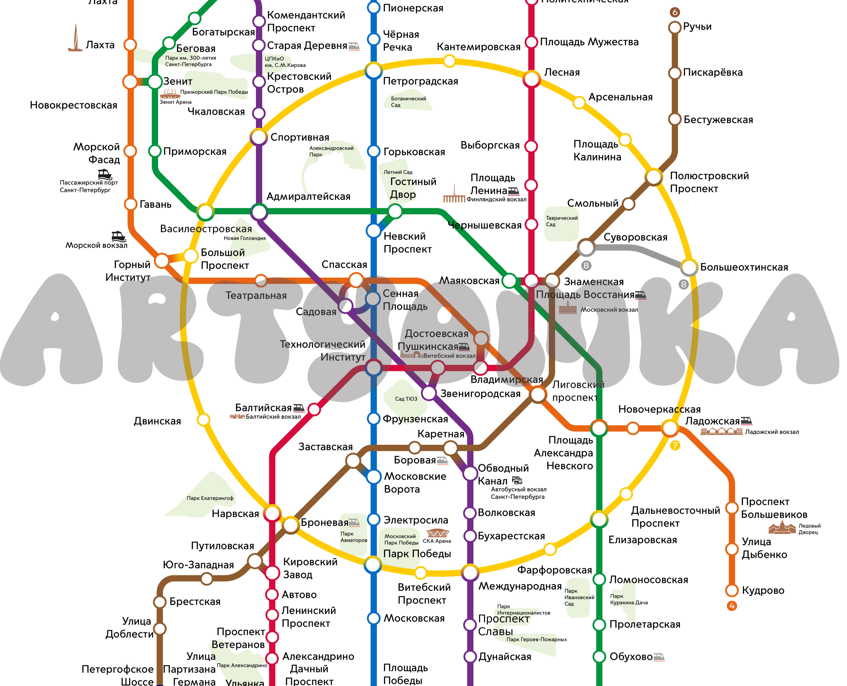 Схема метро Санкт-Петербурга в стиле Москвы на заказ — Иллюстрация, Графика на Dprofile