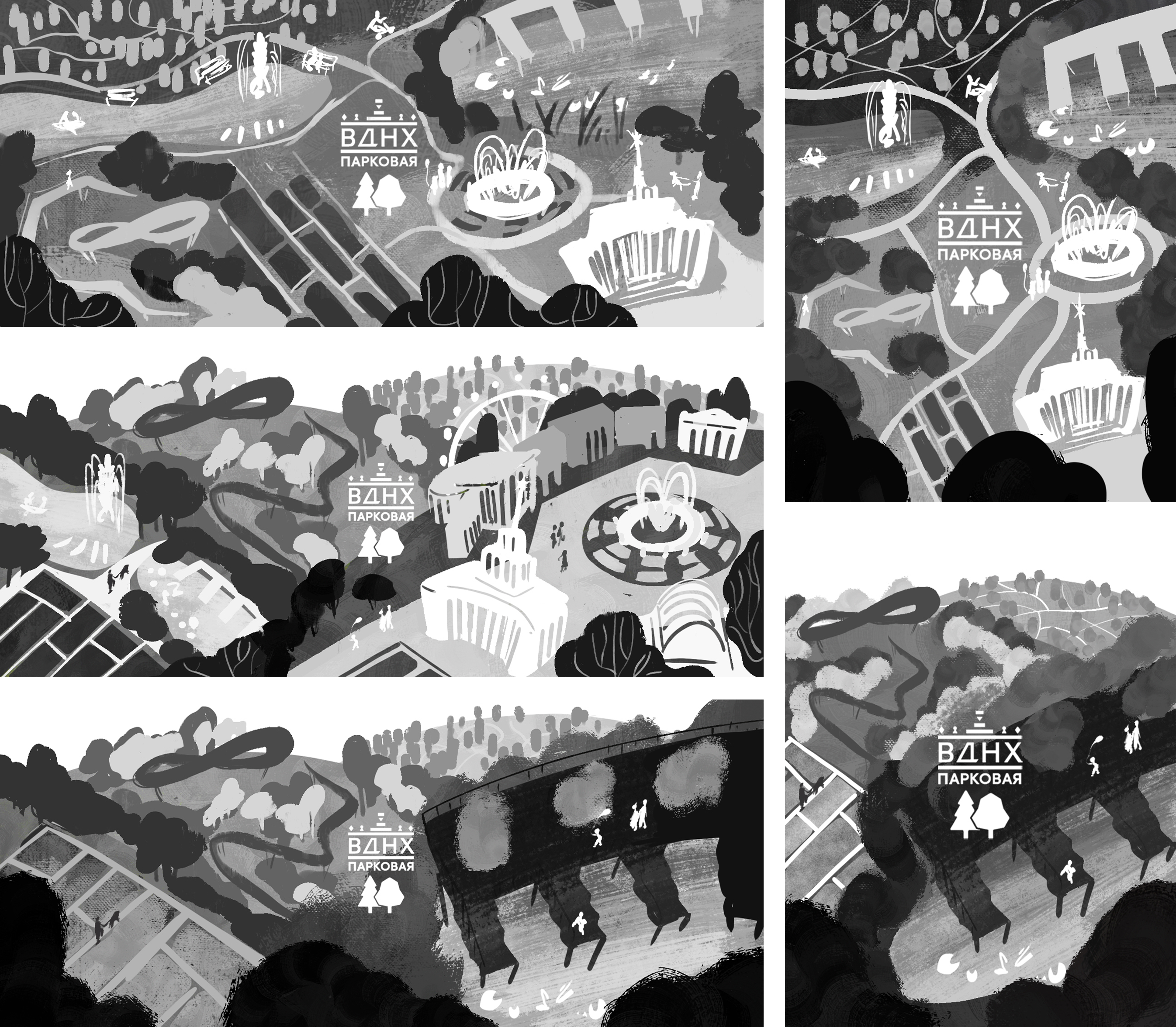 Иллюстрация для лендинга спецпроекта "ВДНХ Парковая" — Изображение №2 — Иллюстрация на Dprofile