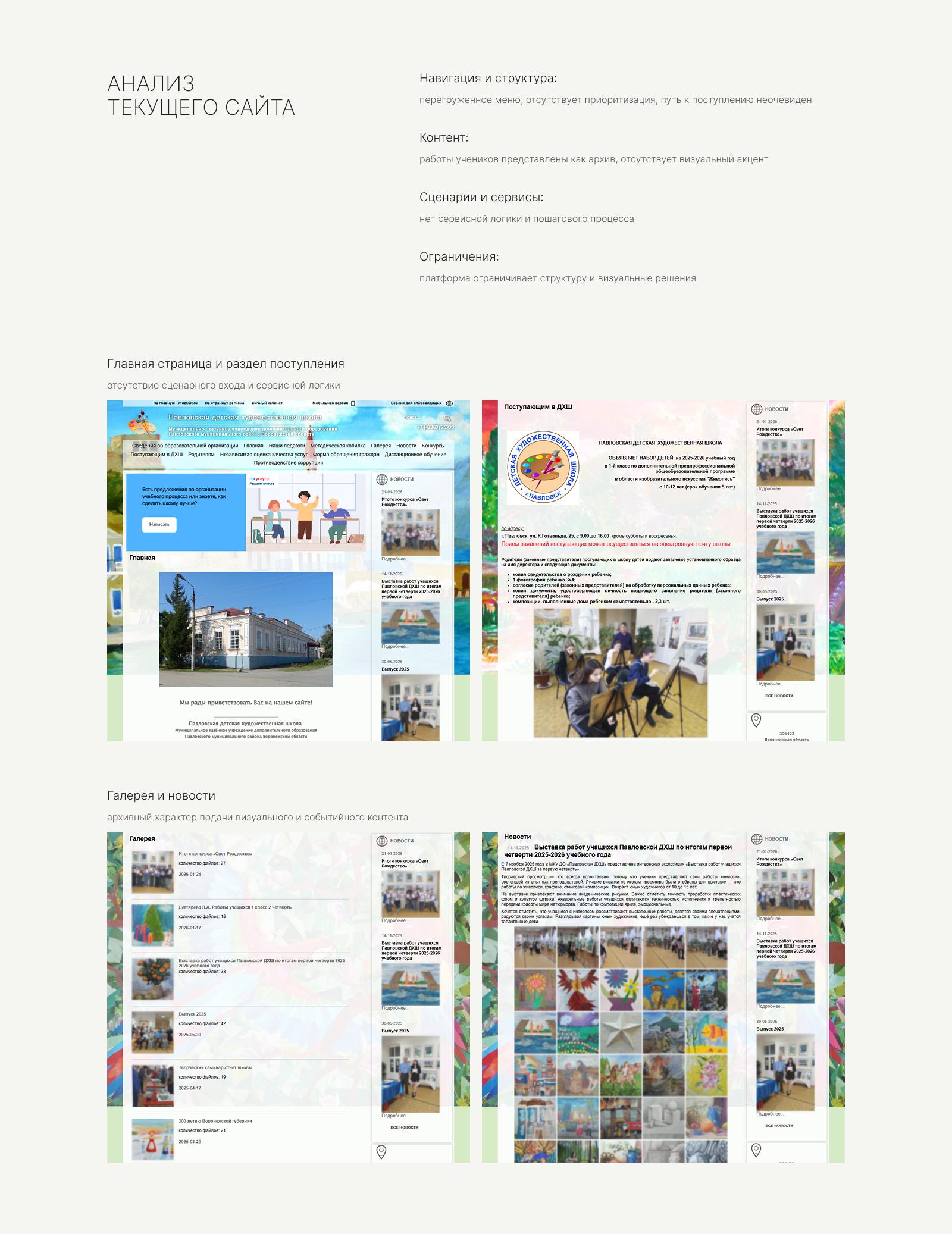 UX/UI редизайн сайта детской художественной школы — Изображение №4 — Интерфейсы на Dprofile