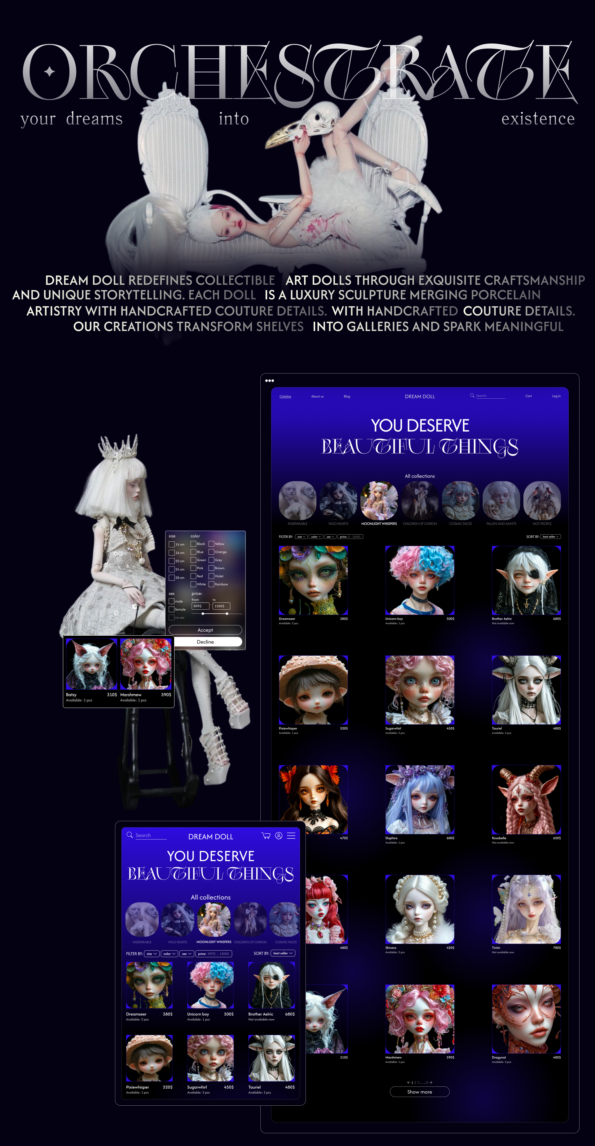 Dream doll | Online store | Website | E-commerce — Изображение №3 — Интерфейсы на Dprofile