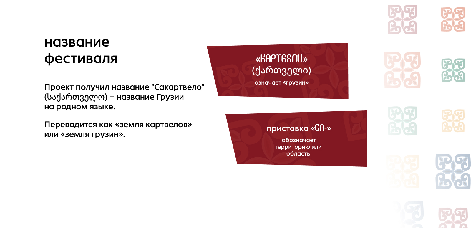 Айдентика для фестиваля грузинской культуры "Сакартвело" — Изображение №3 — Брендинг, Графика на Dprofile