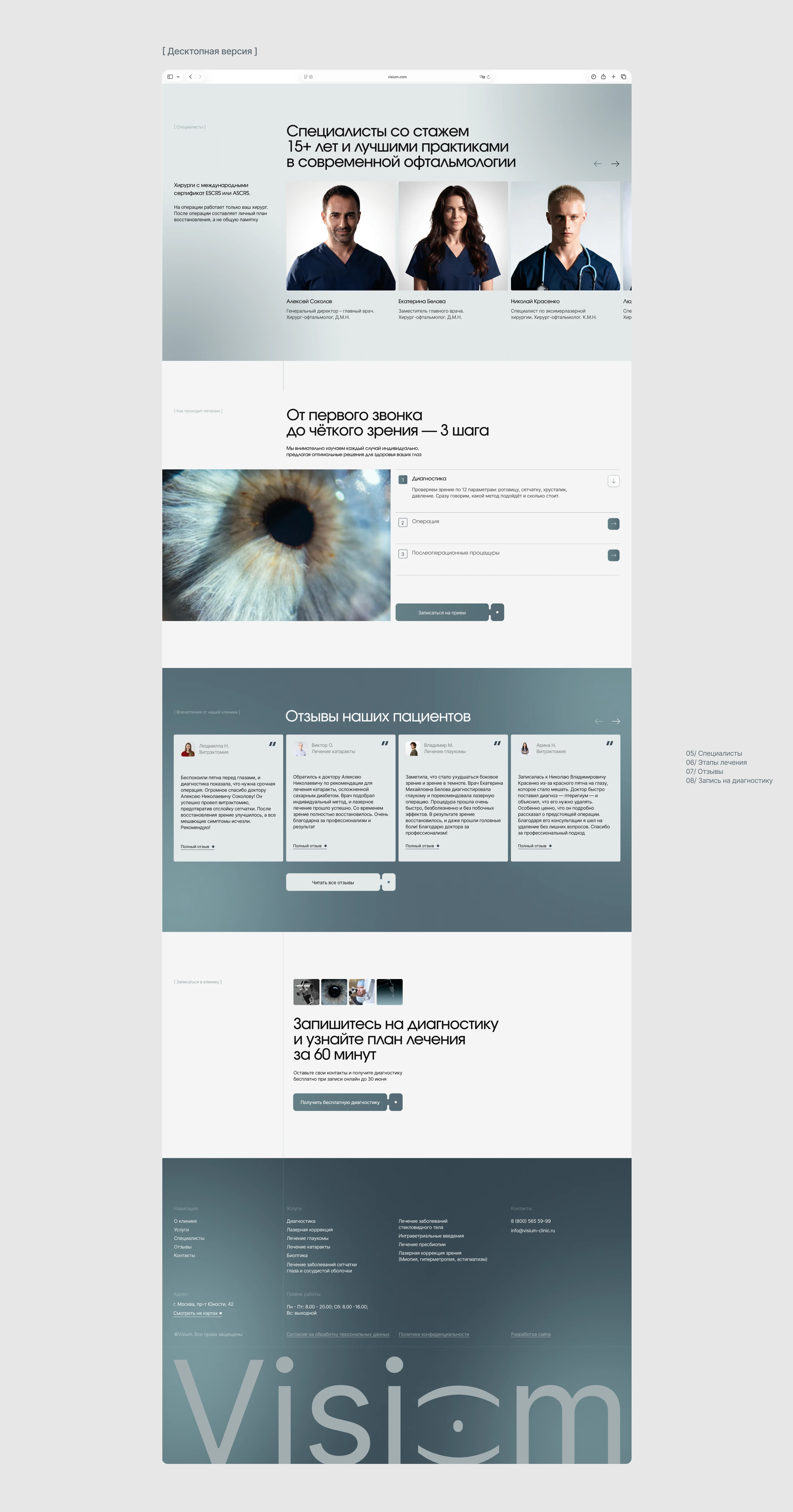 Visium - премиальная офтальмология| UX/UI design — Изображение №7 — Интерфейсы на Dprofile