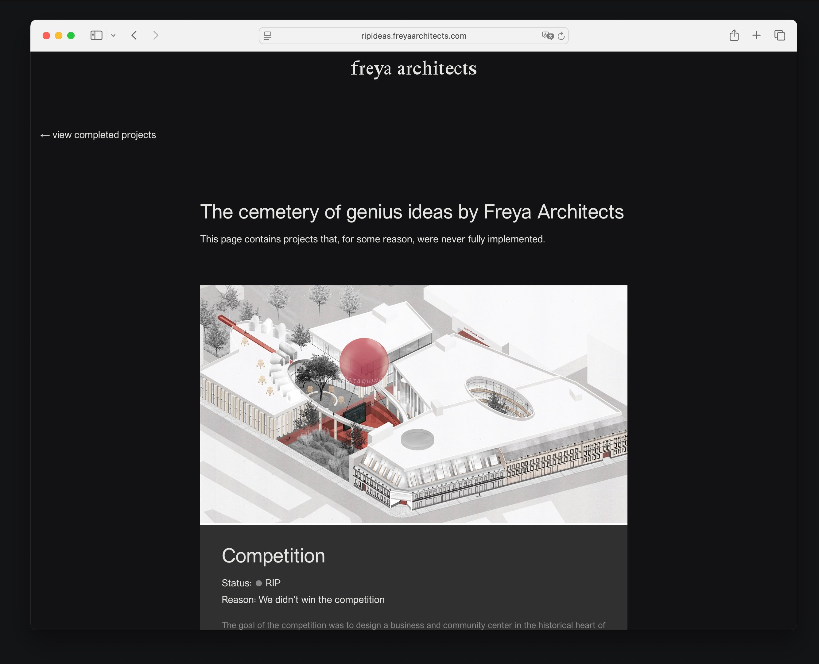 Страница нереализованных проектов архитектурного бюро на Dprofile