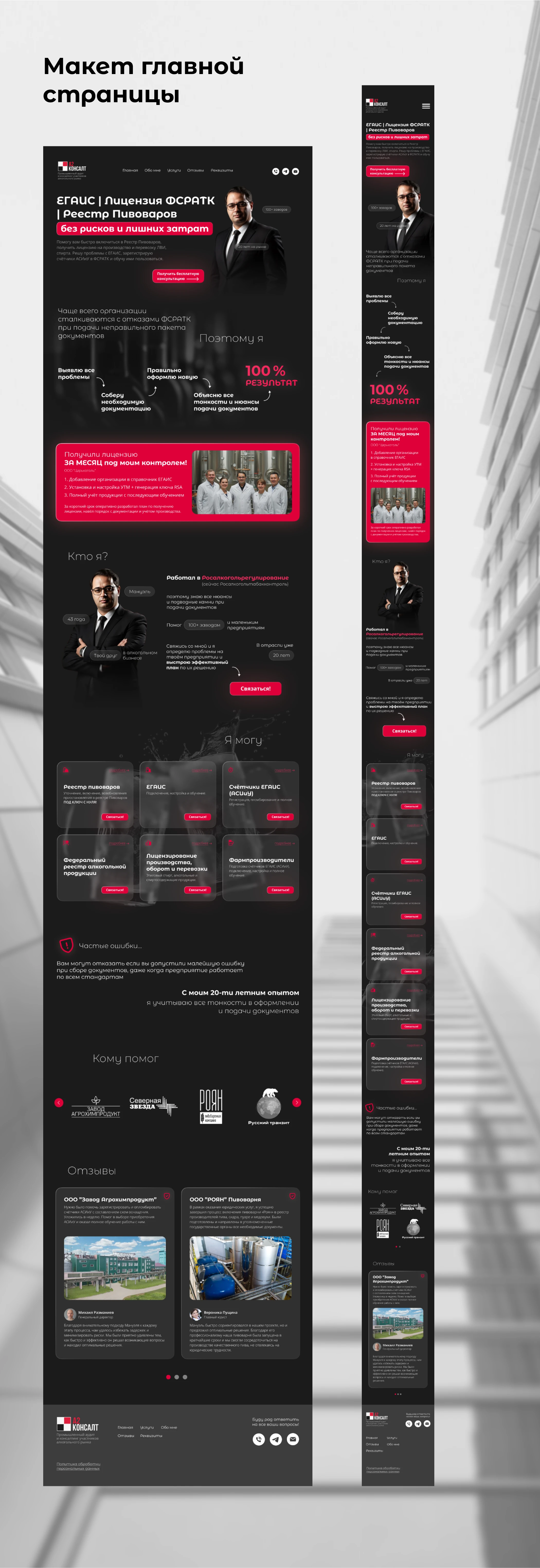 Сайт для промышленного аудита "А2 КОНСАЛТ" — Изображение №3 — Интерфейсы, Брендинг на Dprofile