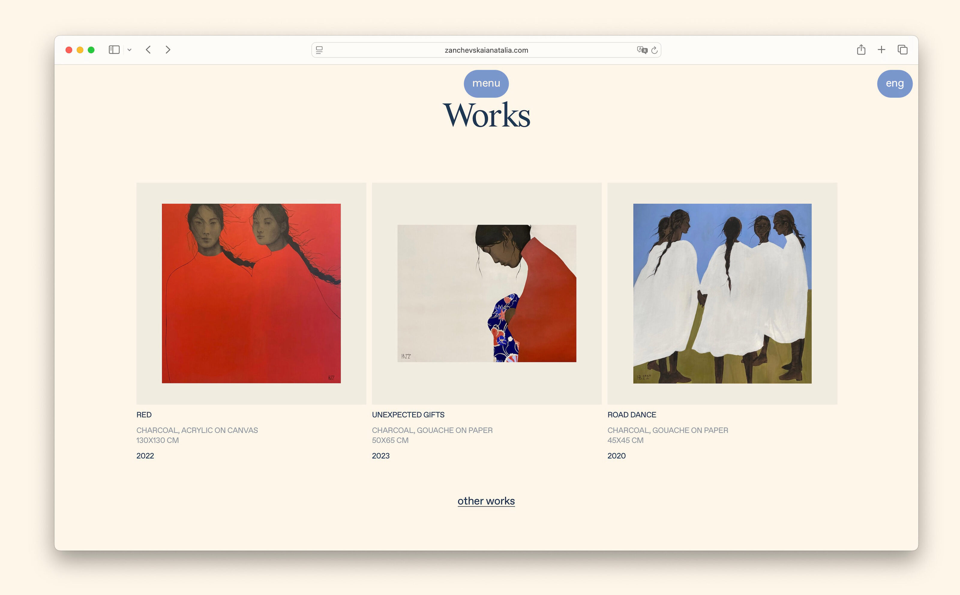 Сайт для художницы Натальи Занчевской — Изображение №3 — Интерфейсы на Dprofile