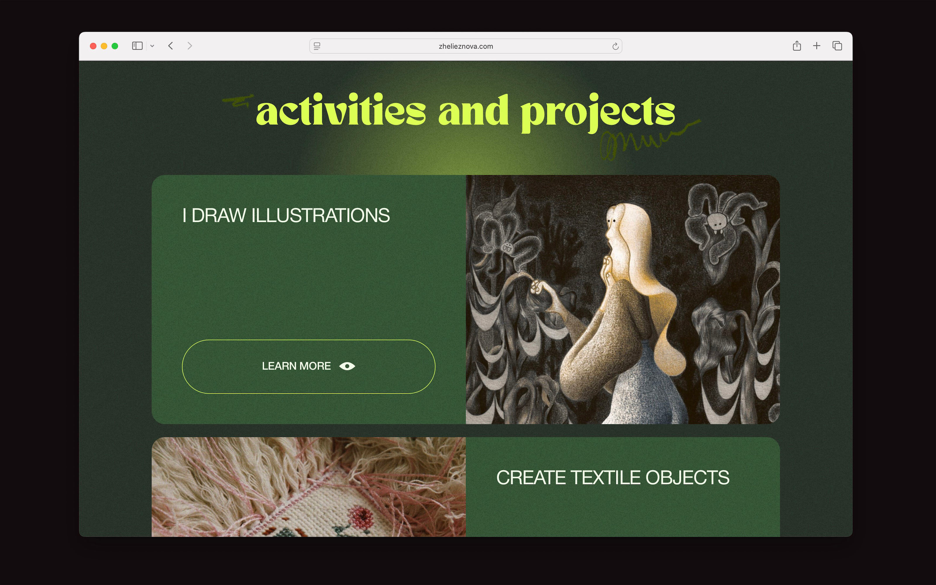 Сайт для художницы Нади Железновой — Изображение №2 — Интерфейсы на Dprofile