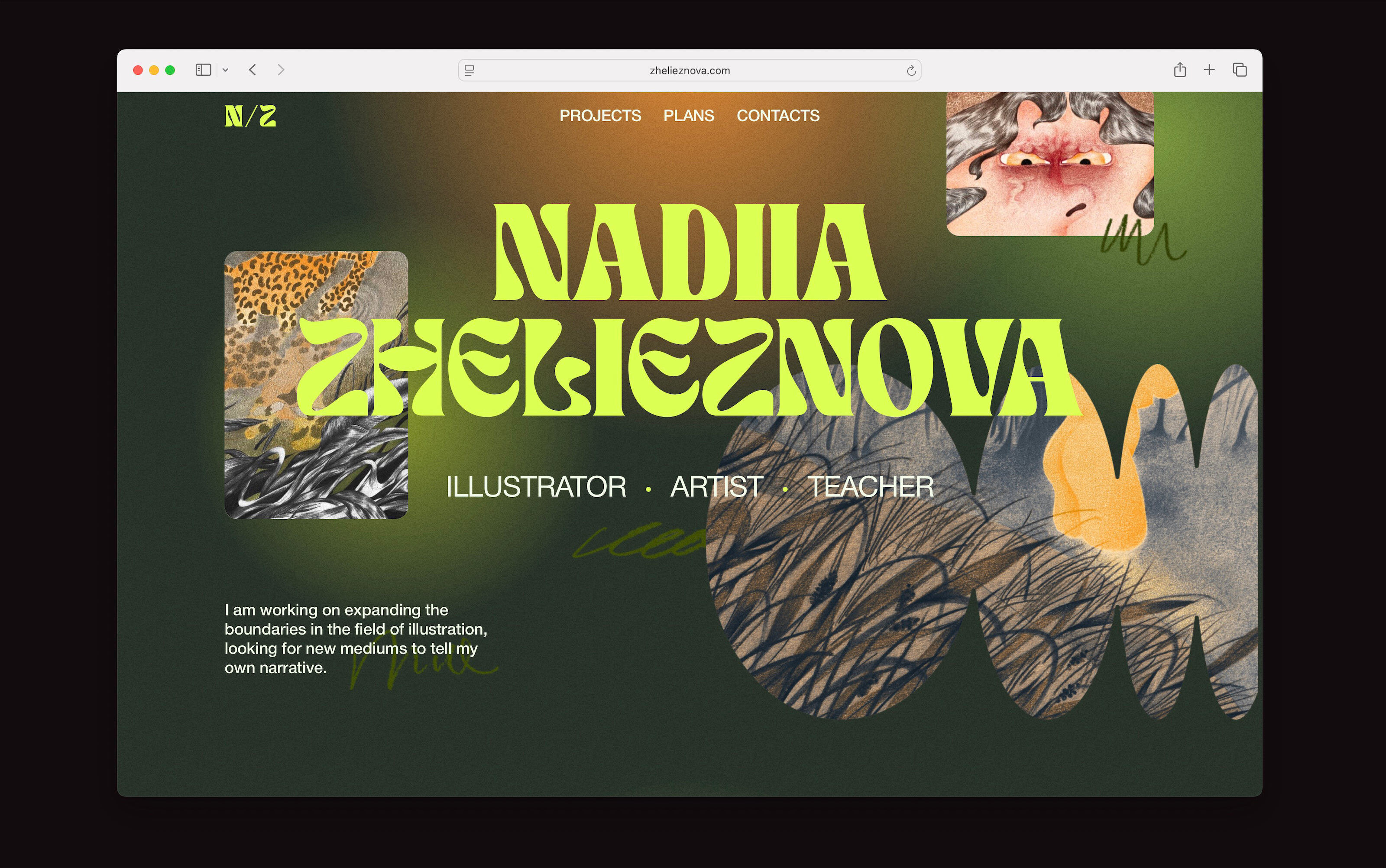 Сайт для художницы Нади Железновой — Изображение №1 — Интерфейсы на Dprofile