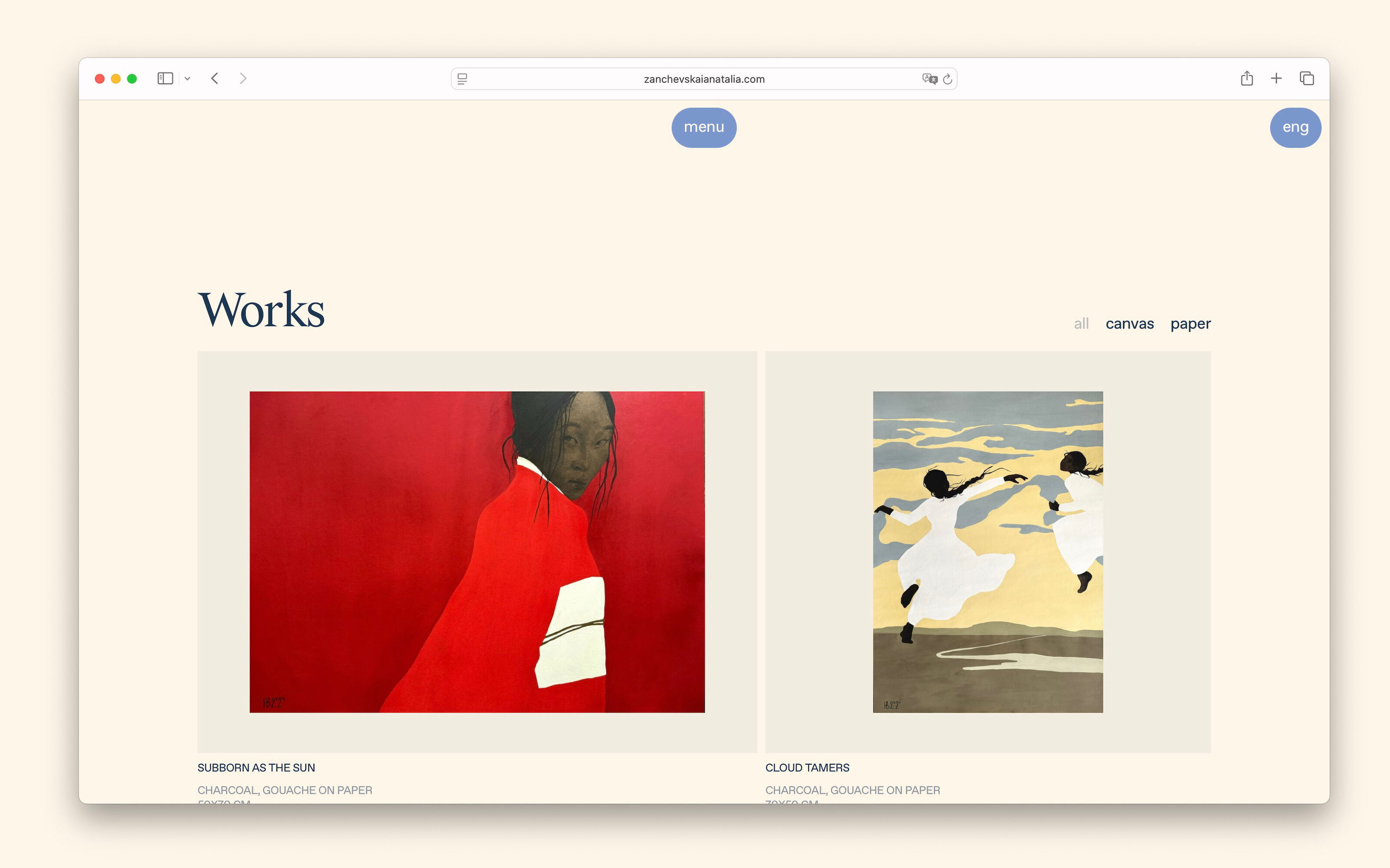 Сайт для художницы Натальи Занчевской — Изображение №7 — Интерфейсы на Dprofile