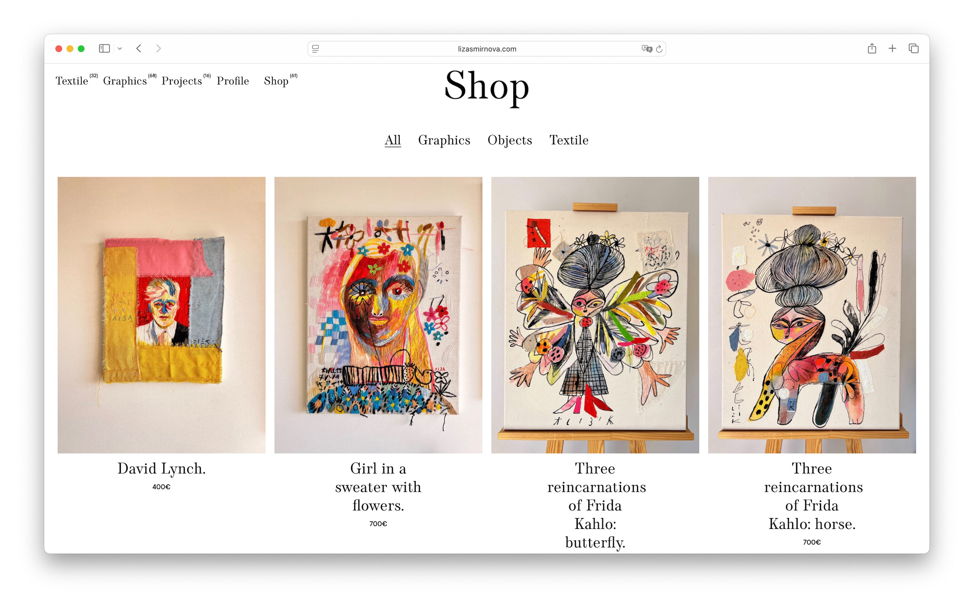 Сайт для художницы Лизы Смирновой — Изображение №10 — Интерфейсы на Dprofile
