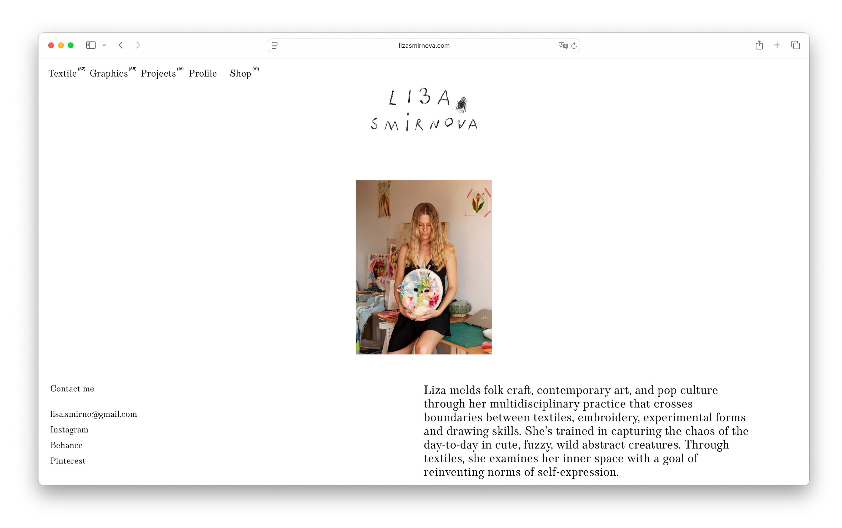 Сайт для художницы Лизы Смирновой — Изображение №9 — Интерфейсы на Dprofile