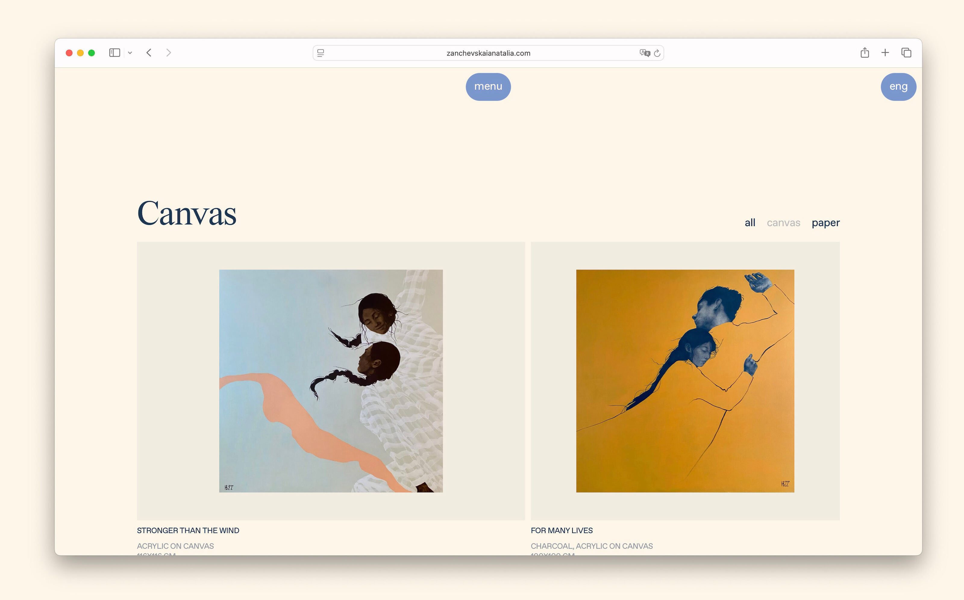 Сайт для художницы Натальи Занчевской — Изображение №8 — Интерфейсы на Dprofile