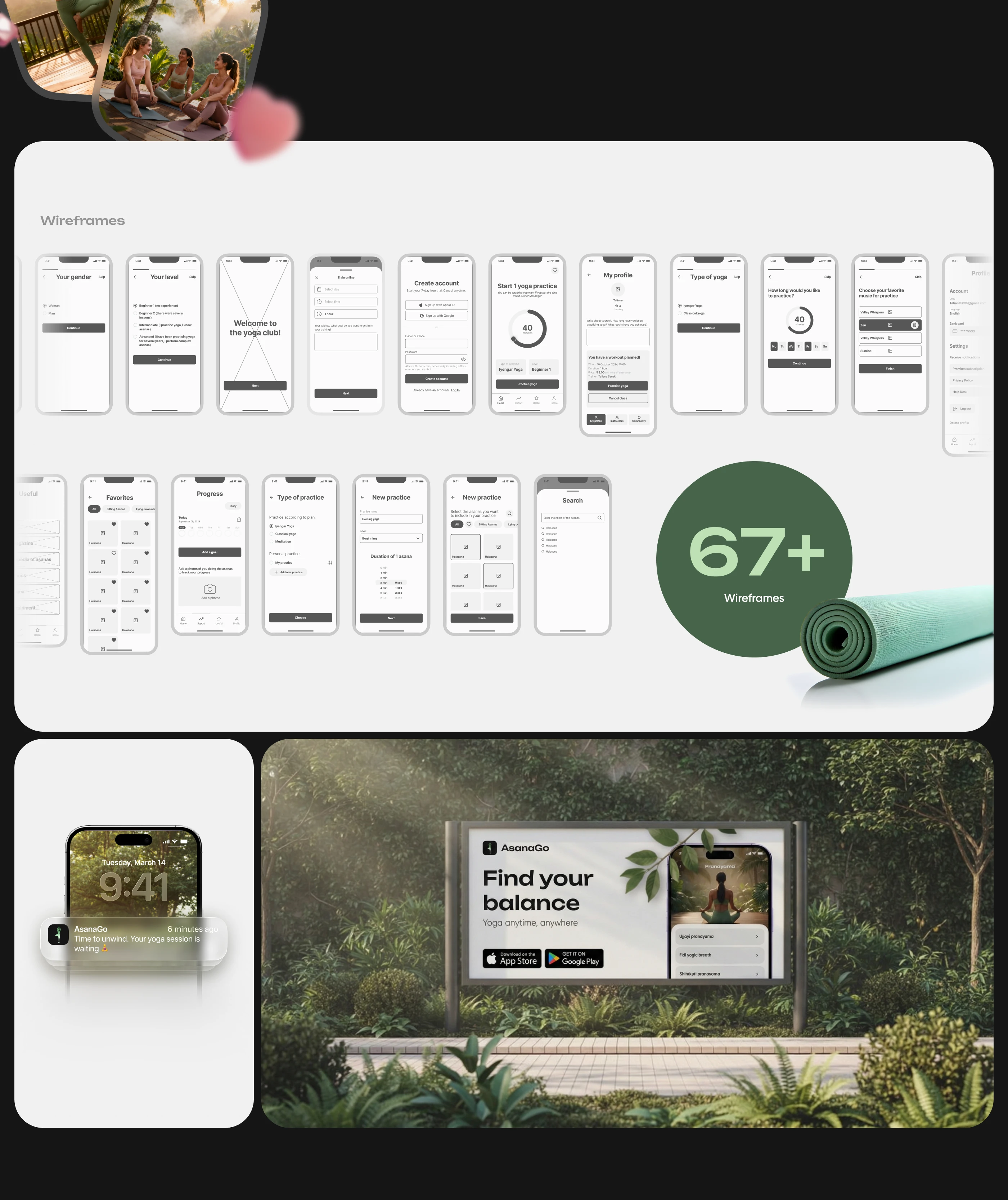 AsanaGo: Yoga & Meditation Mobile App — Изображение №4 — Интерфейсы на Dprofile