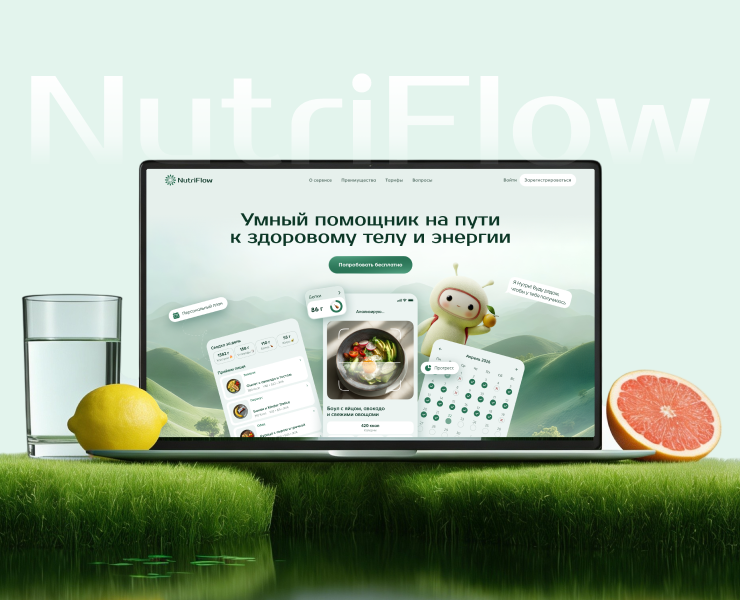NutriFlow — Landing Page for AI Nutrition App — Интерфейсы на Dprofile