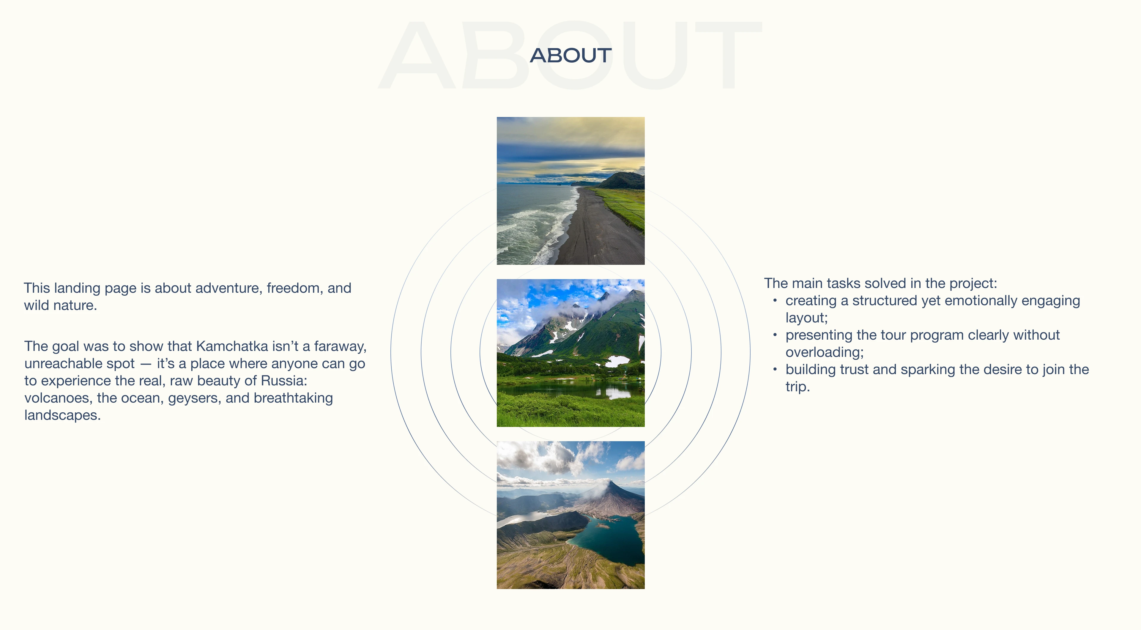 Landing page | Tours to Kamchatka | UX/UI Design — Изображение №2 — Интерфейсы на Dprofile