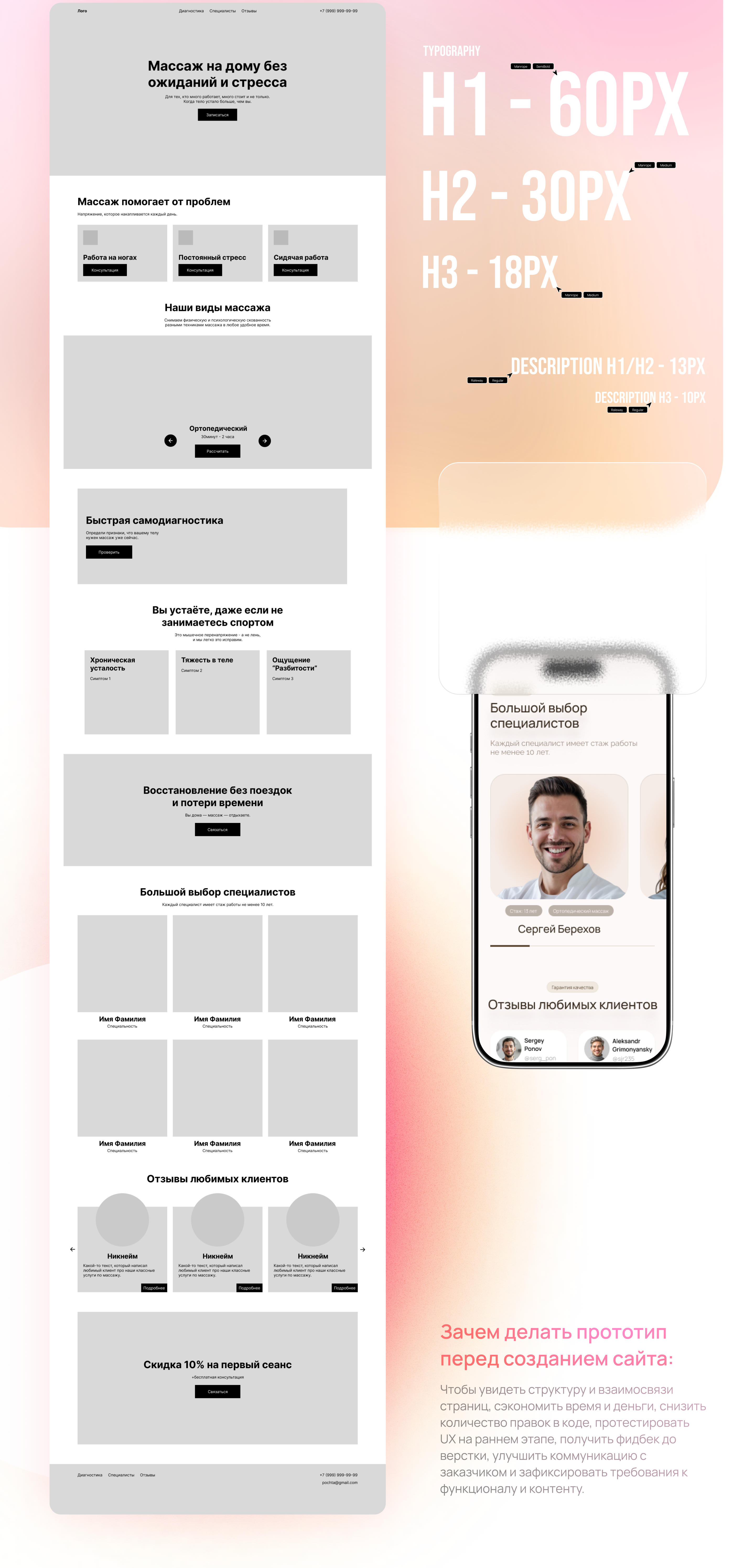 ЛЕНДИНГ/LANDING СТУДИЯ МАССАЖА — Изображение №4 — Интерфейсы, Брендинг на Dprofile