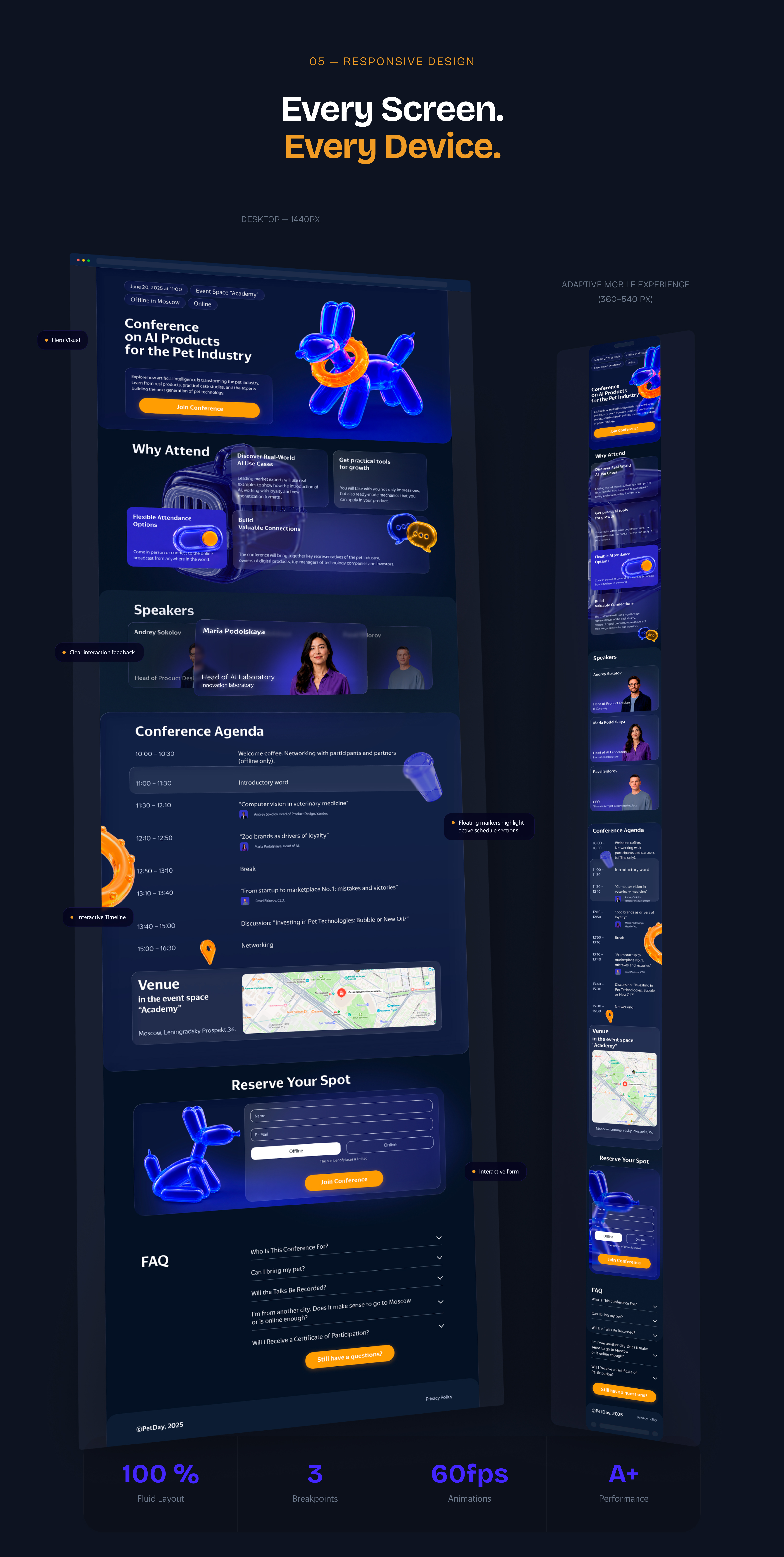 PetDay — Landing Page for PetTech Conference — Изображение №9 — Интерфейсы, Нейро на Dprofile