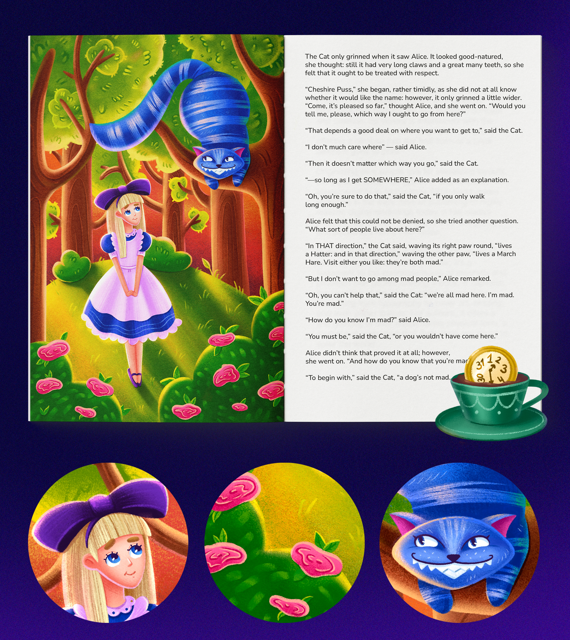 Детская книга "Алиса в Стране чудес" — Изображение №10 — Иллюстрация, Графика на Dprofile