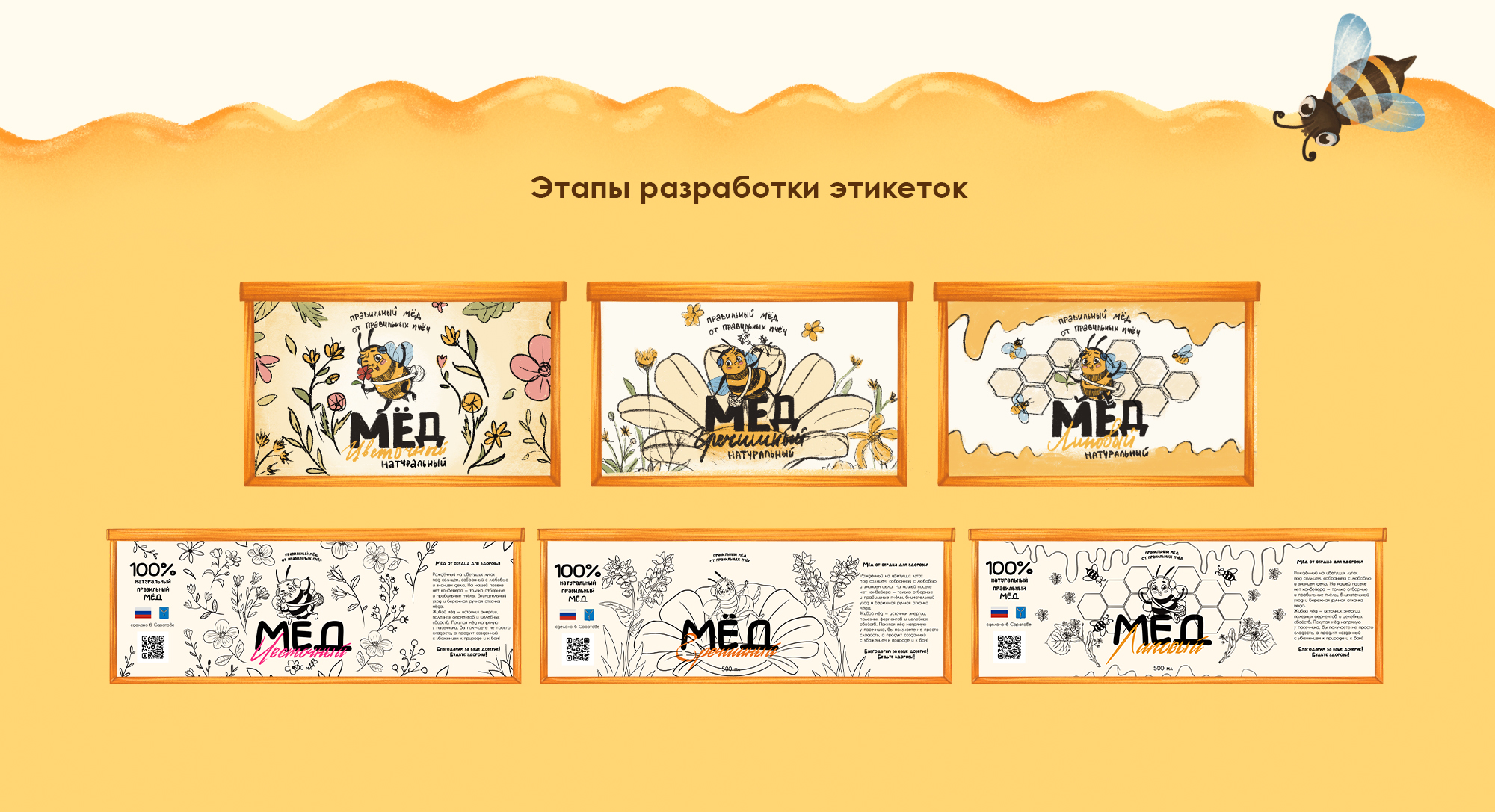 Дизайн этикеток мёда┃Иллюстрация — Изображение №7 — Интерфейсы, Иллюстрация на Dprofile