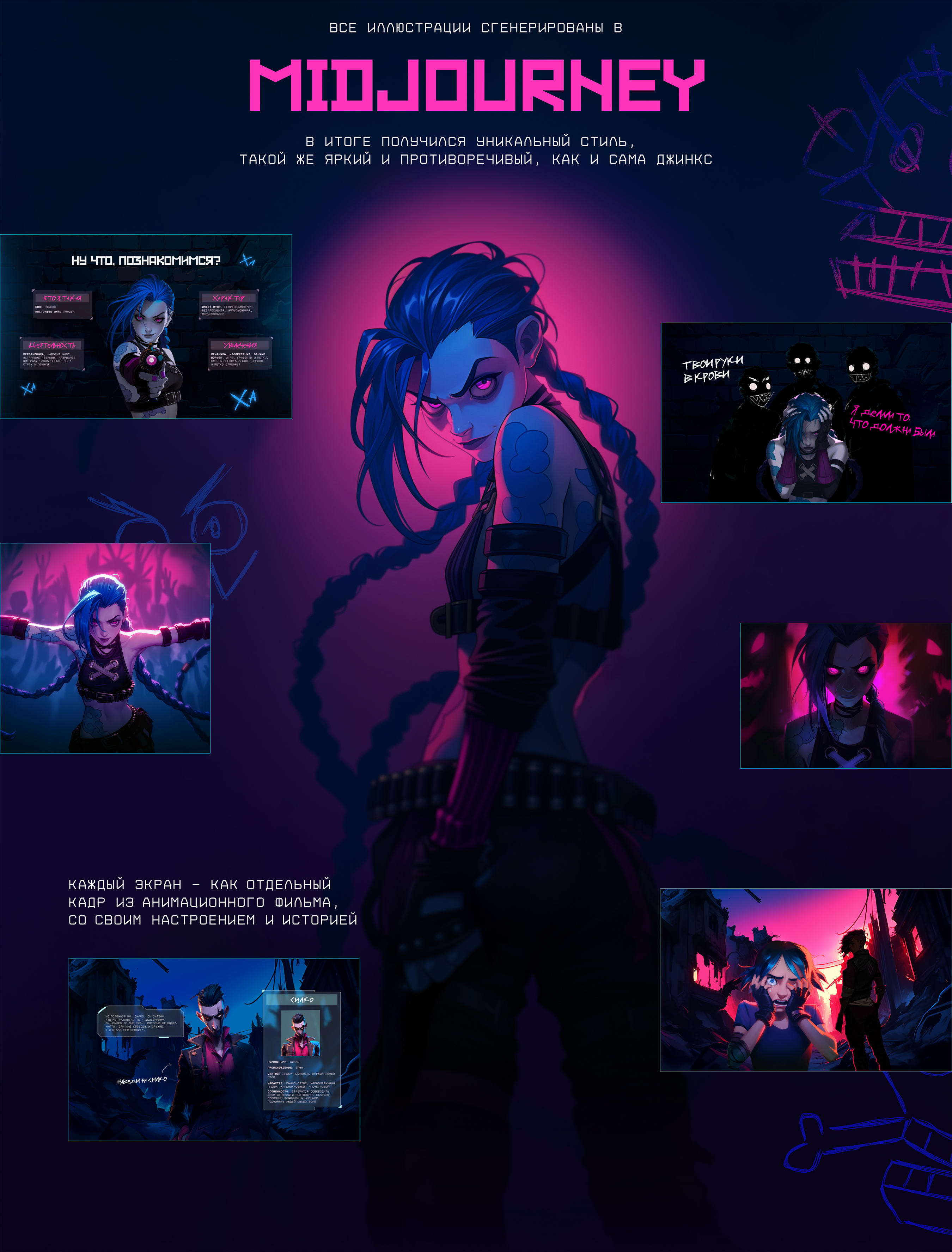 Креативный сайт про Джинкс — Изображение №7 — Интерфейсы, Иллюстрация на Dprofile