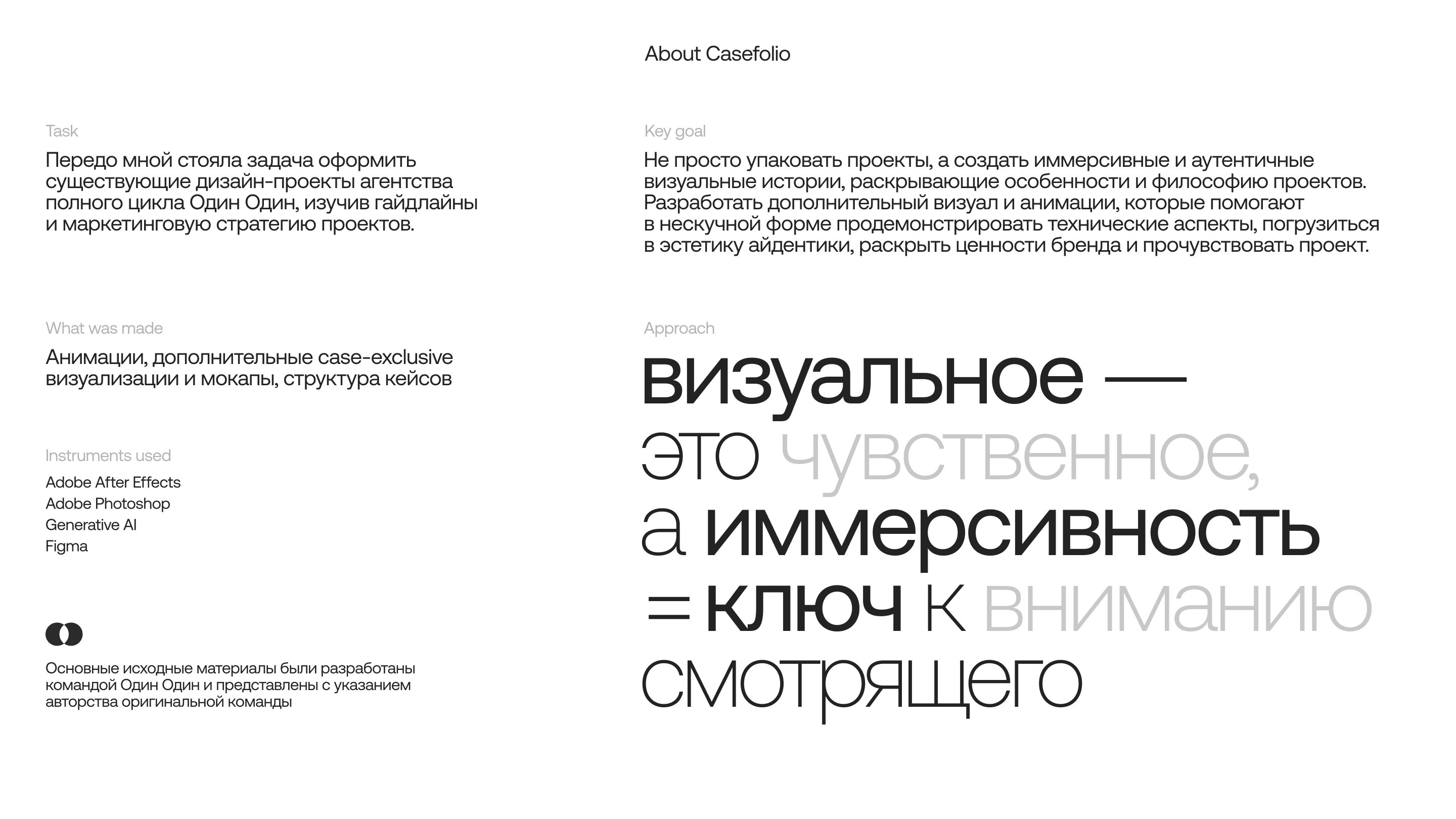 Casefolio | Кейсы агентства Один Один — Изображение №1 — Брендинг, Графика на Dprofile