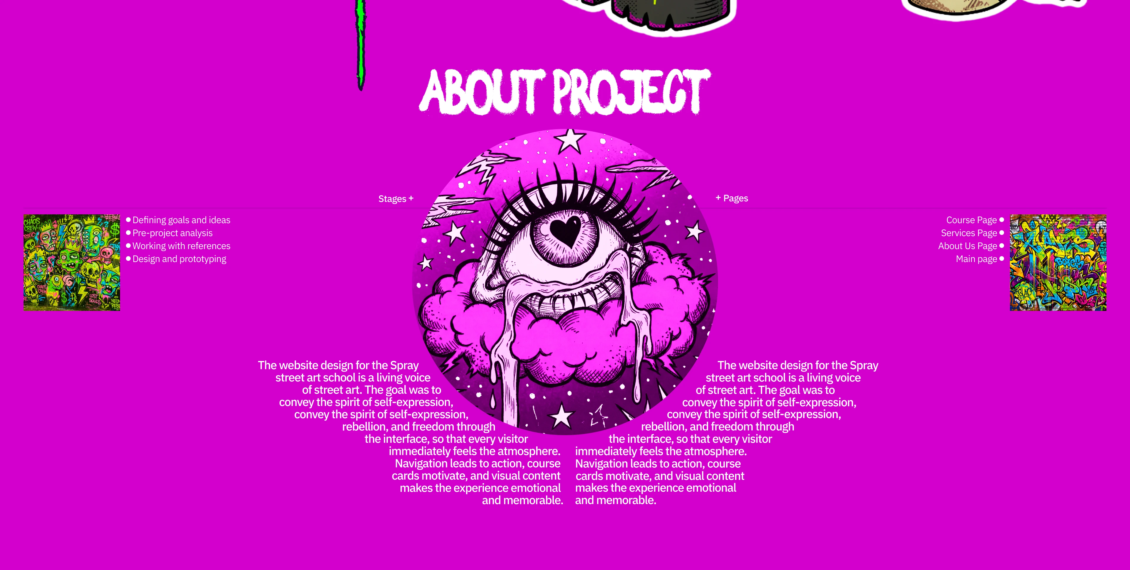Сайт для школы граффити "SPRAY" — Изображение №2 — Интерфейсы, Иллюстрация на Dprofile