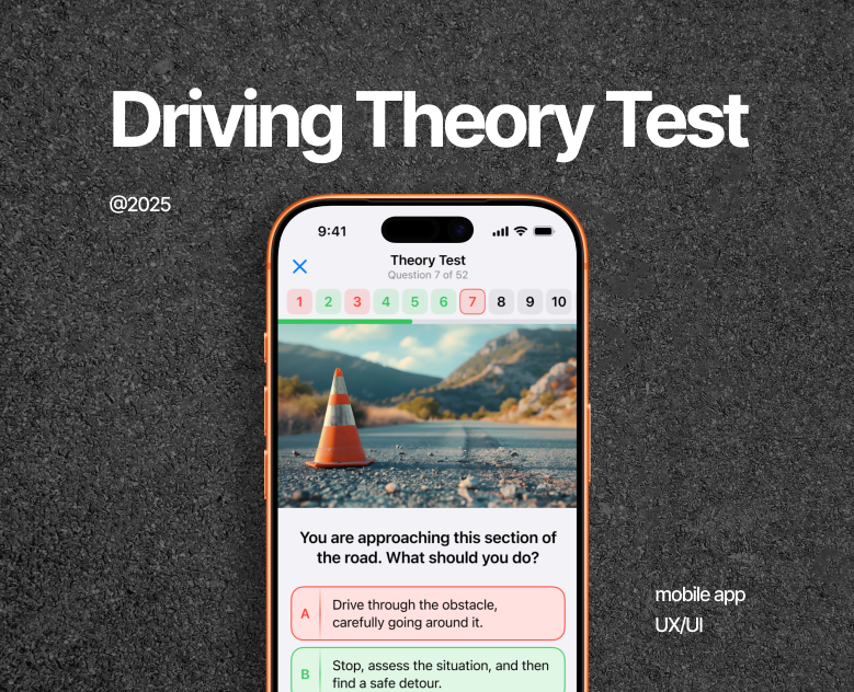 Mobile App Design — Driving Theory Test на Dprofile
