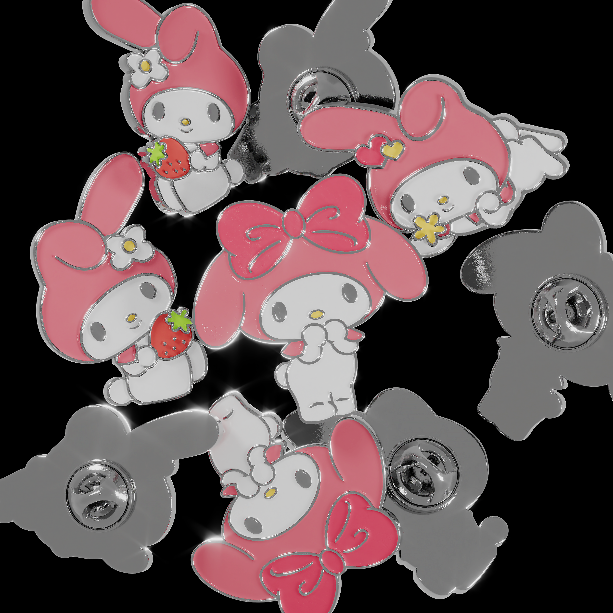 Enamel Pins with My Melody — Изображение №1 — 3D, Анимация на Dprofile