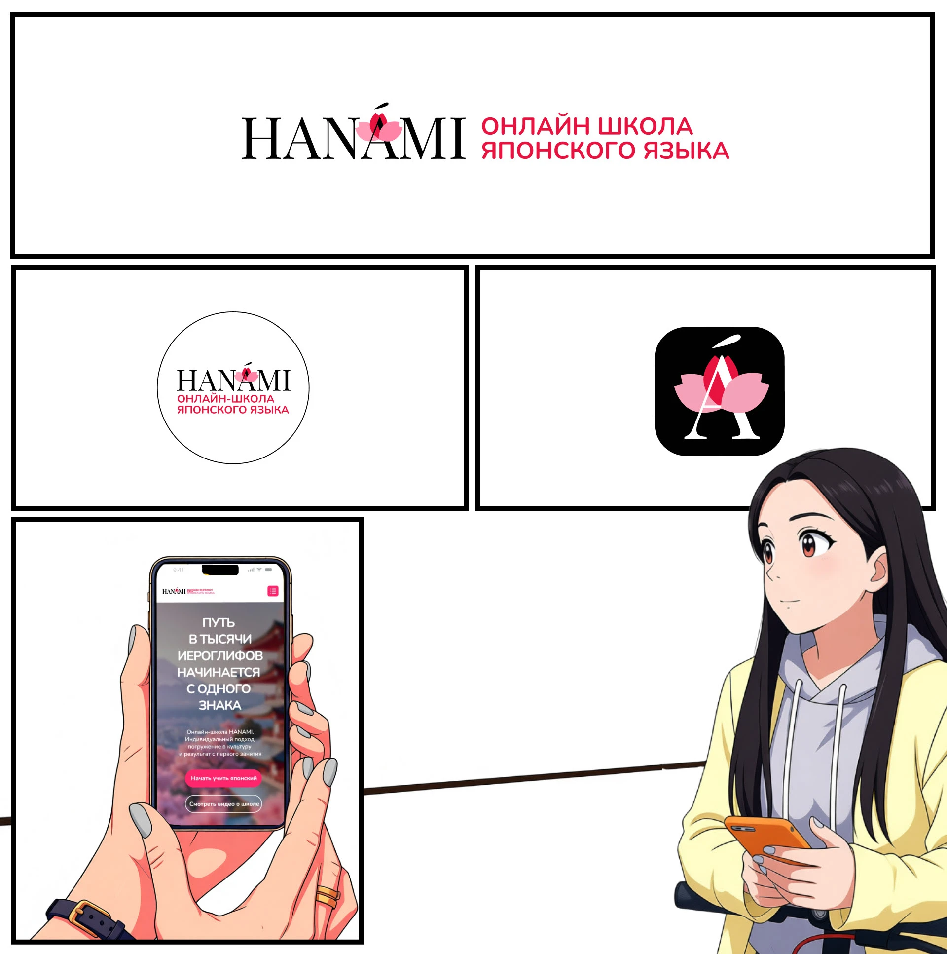 HANAMI — онлайн-школа японского языка — Изображение №3 — Интерфейсы, Брендинг на Dprofile
