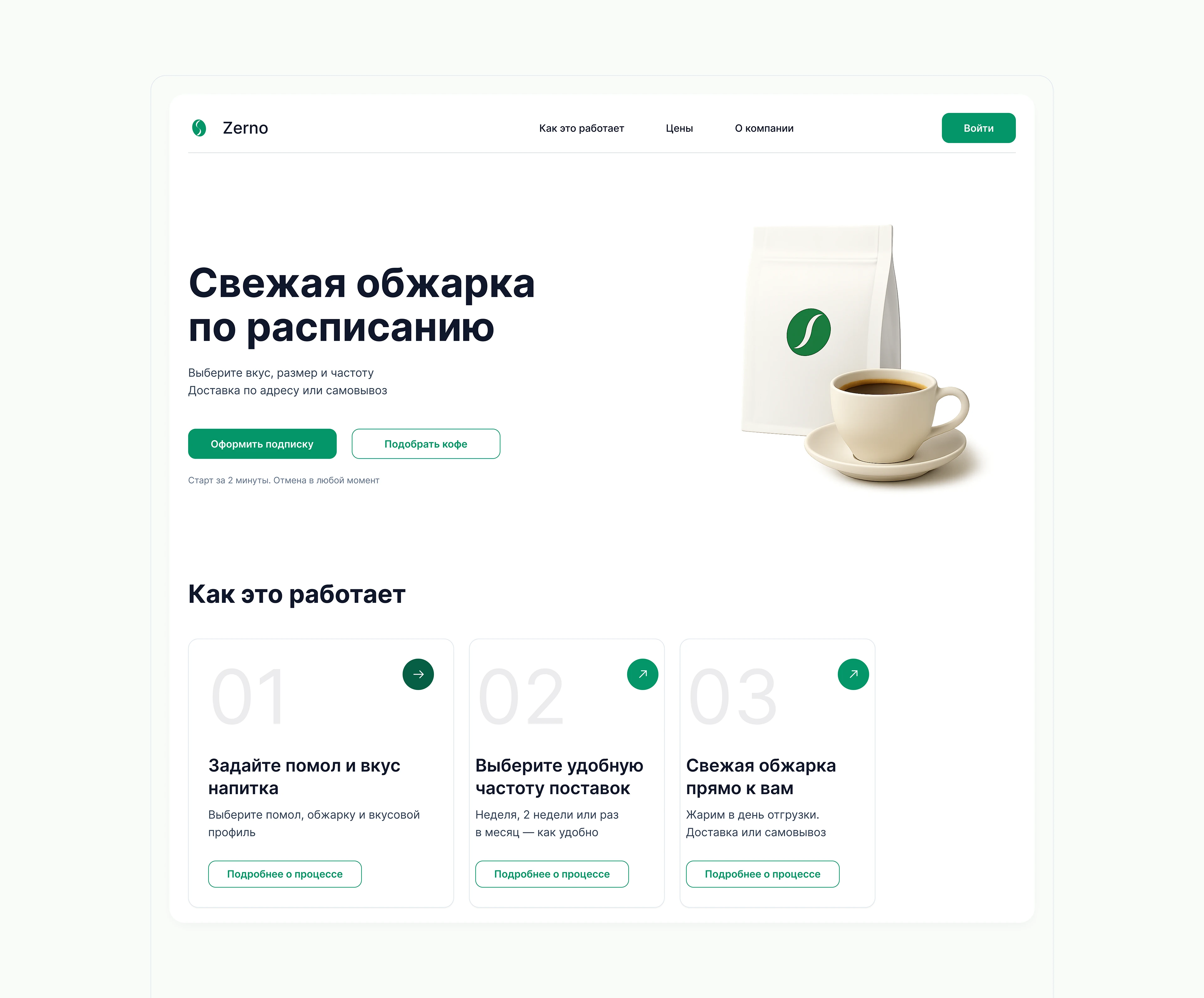 Сайт для сервиса по доставке кофе Zerno — Изображение №4 — Интерфейсы на Dprofile