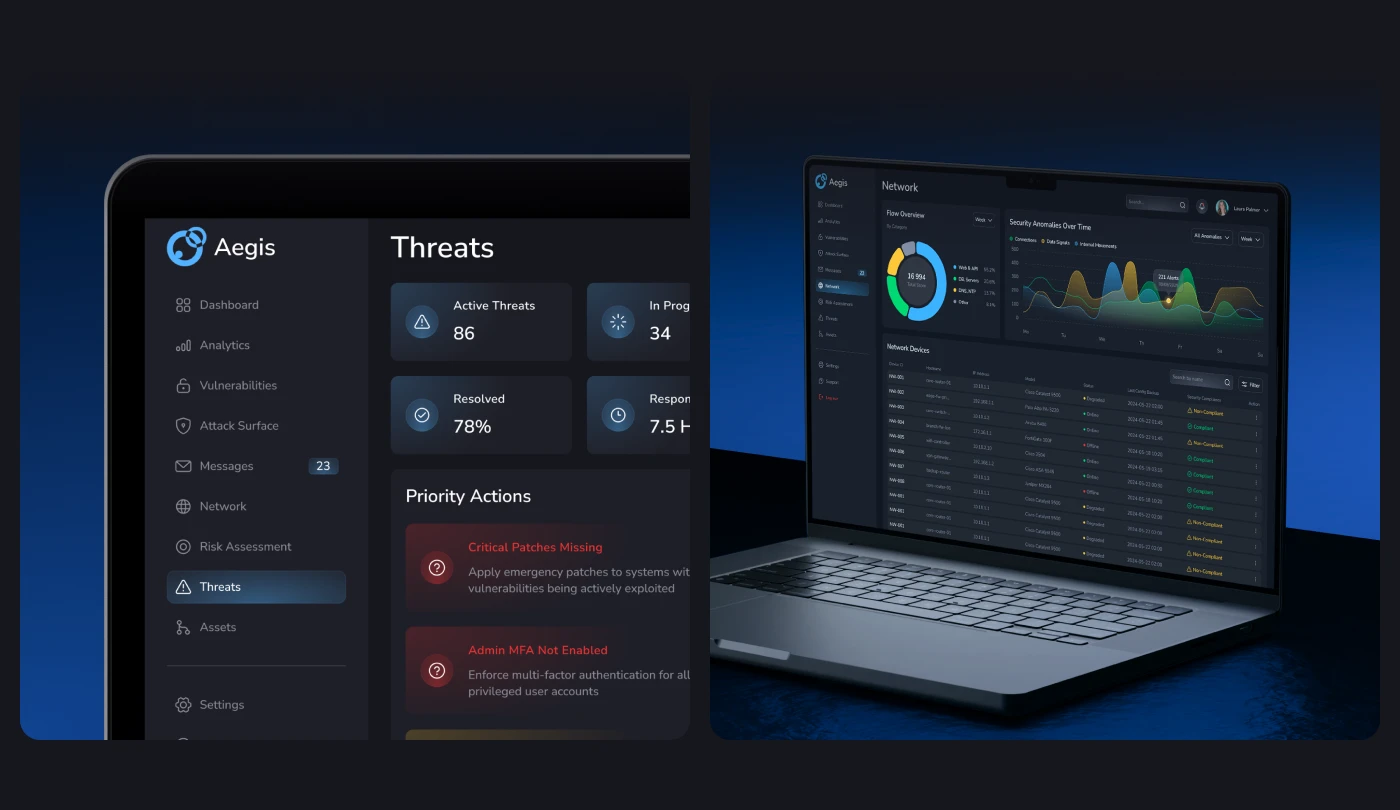 Aegis — B2B SaaS Cybersecurity Dashboard | UX/UI Design — Изображение №7 — Интерфейсы на Dprofile
