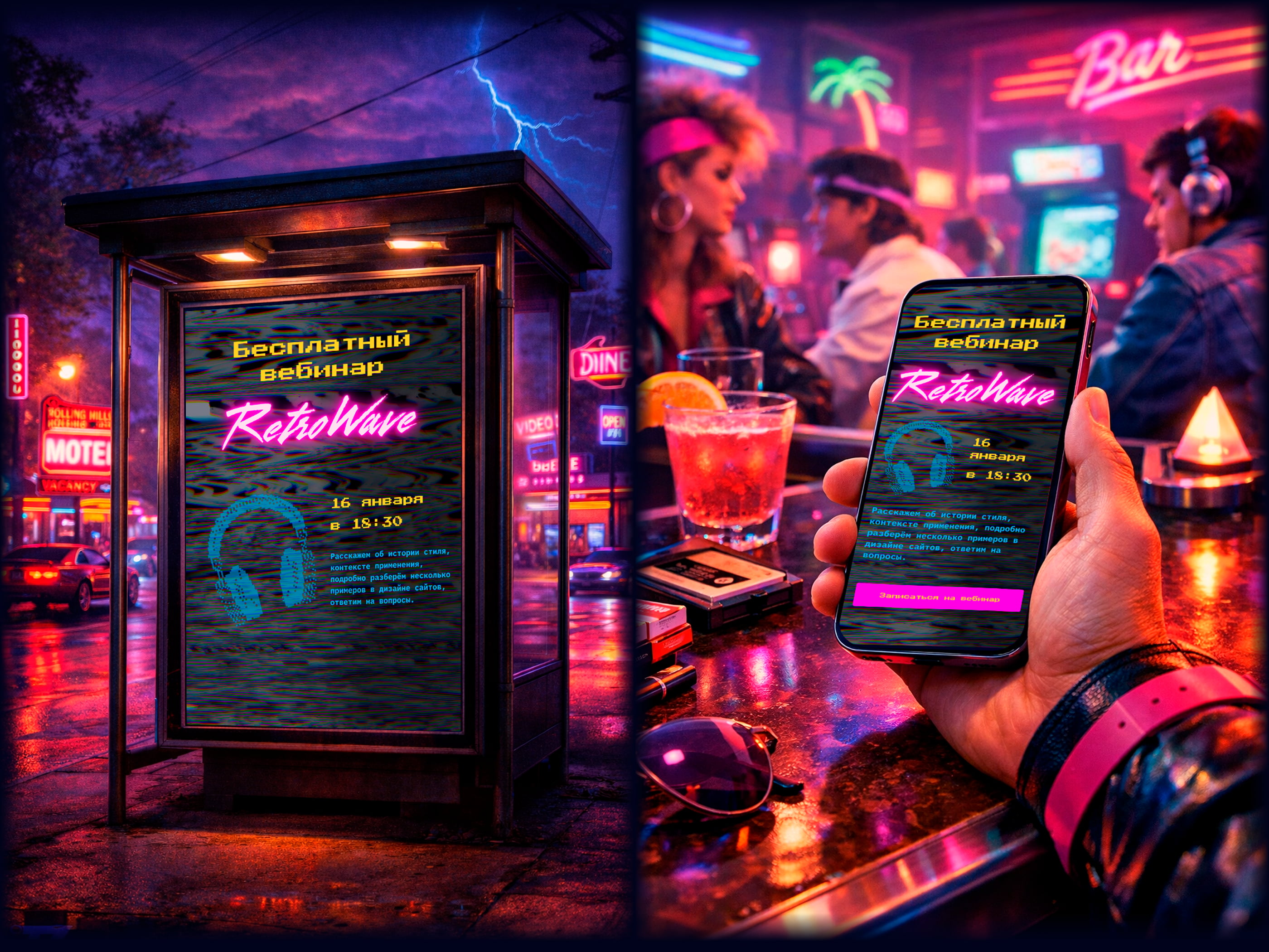 Retrowave — Webinar Landing — Изображение №10 — Интерфейсы, Брендинг на Dprofile