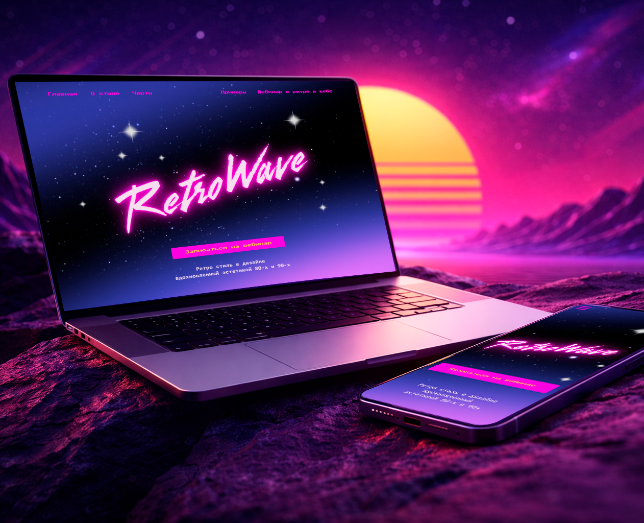 Retrowave — Webinar Landing — Интерфейсы, Брендинг на Dprofile