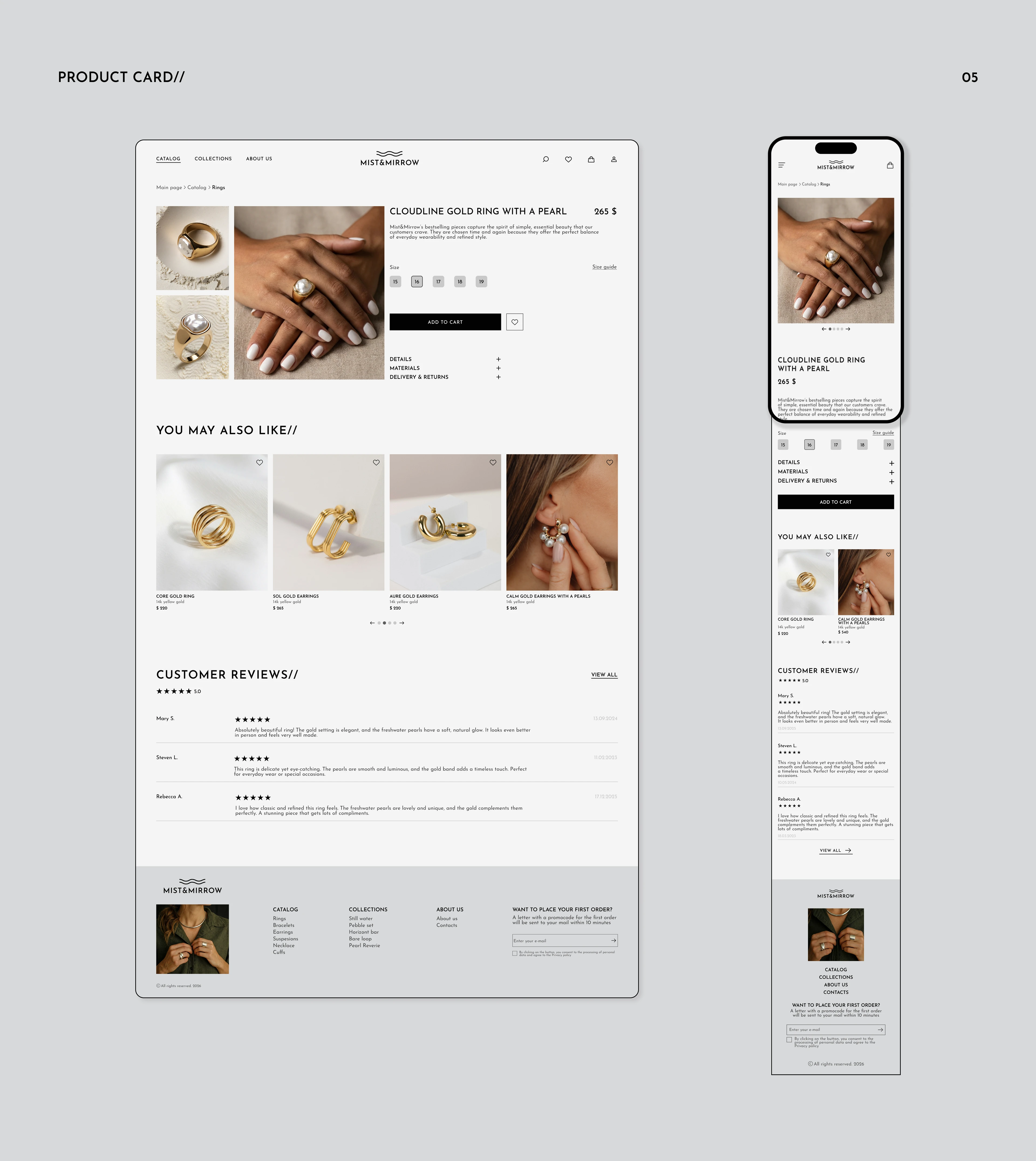Сайт магазина ювелирных украшений "Mist&mirrow". — Изображение №7 — Интерфейсы, Брендинг на Dprofile
