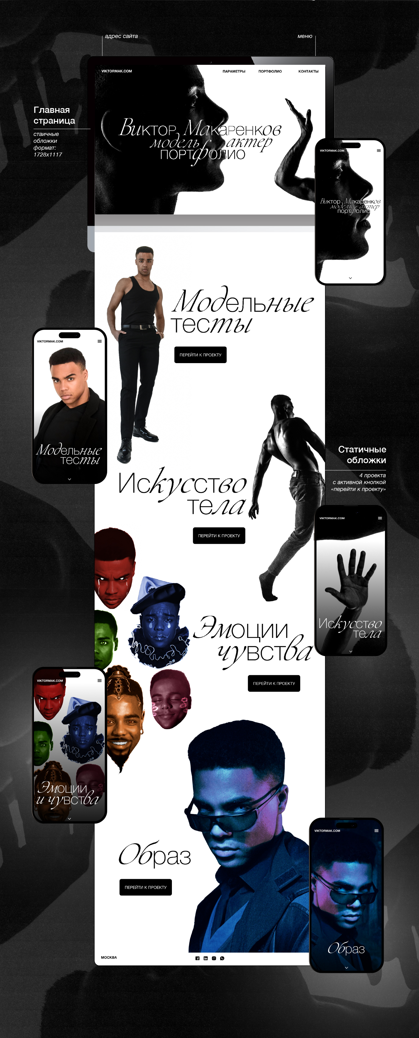 Дизайн творческого портфолио модели-актера — Изображение №15 — Брендинг, Графика на Dprofile