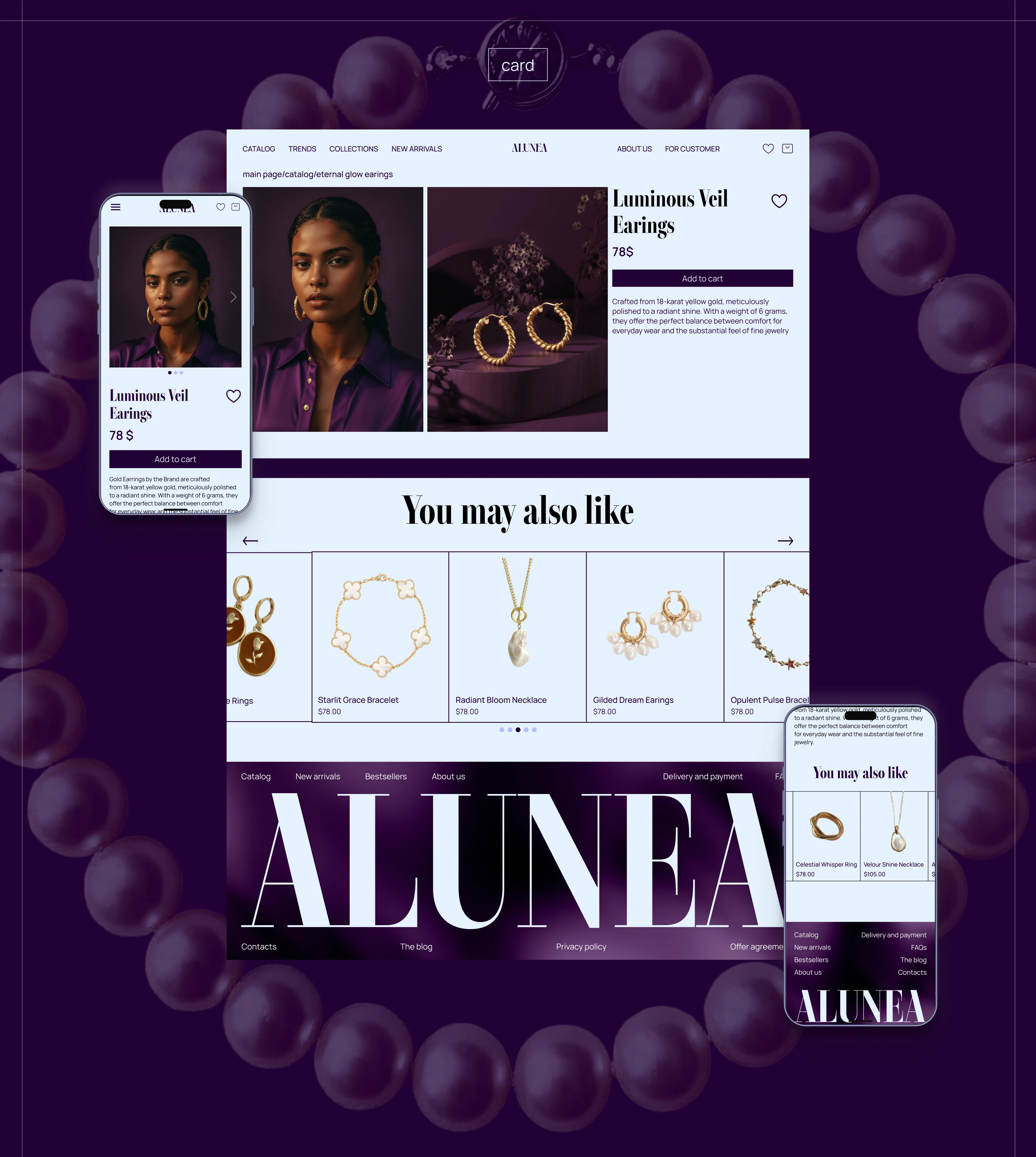 ALUNEA | JEWELRY SHOP — Изображение №7 — Интерфейсы, Брендинг на Dprofile