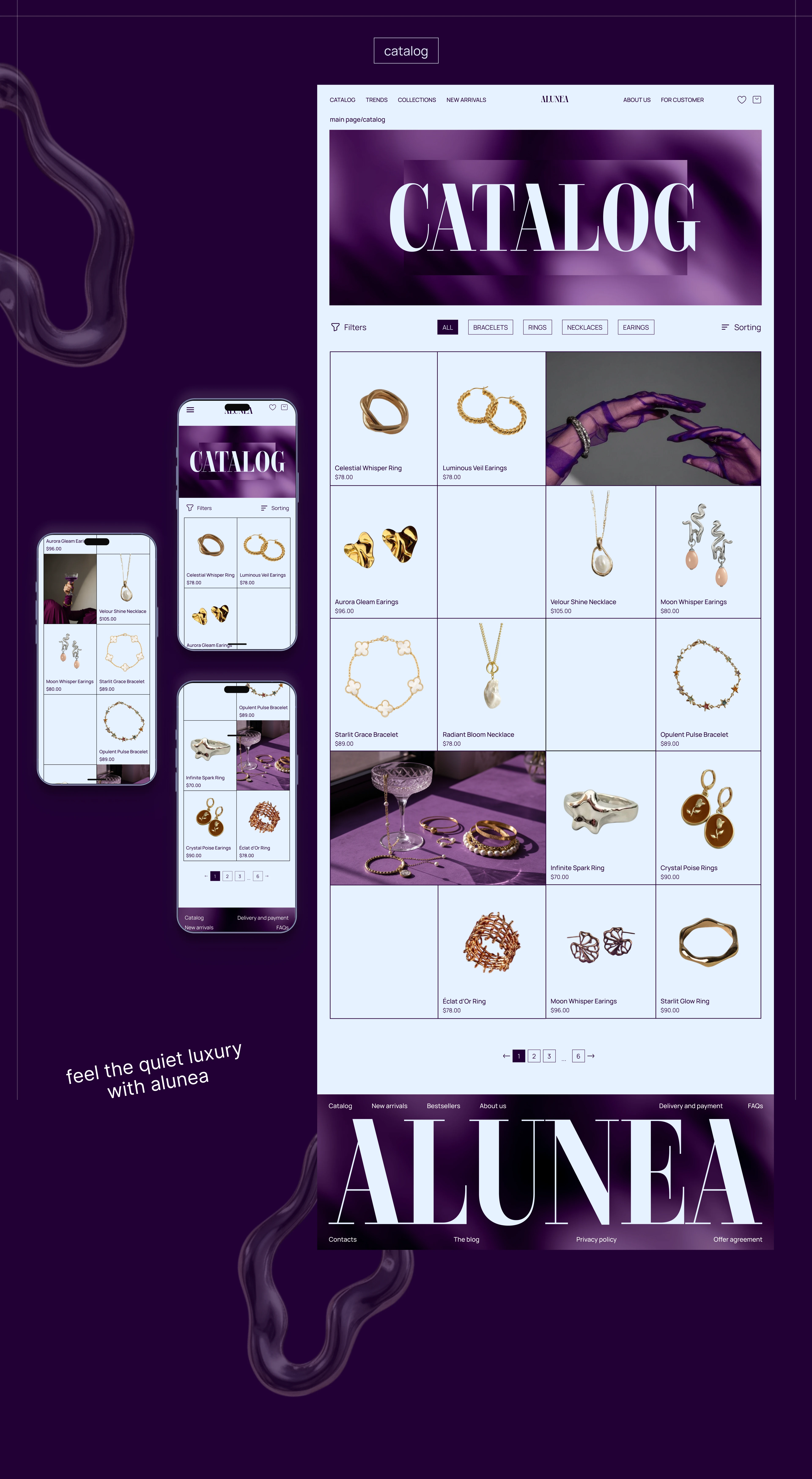 ALUNEA | JEWELRY SHOP — Изображение №6 — Интерфейсы, Брендинг на Dprofile