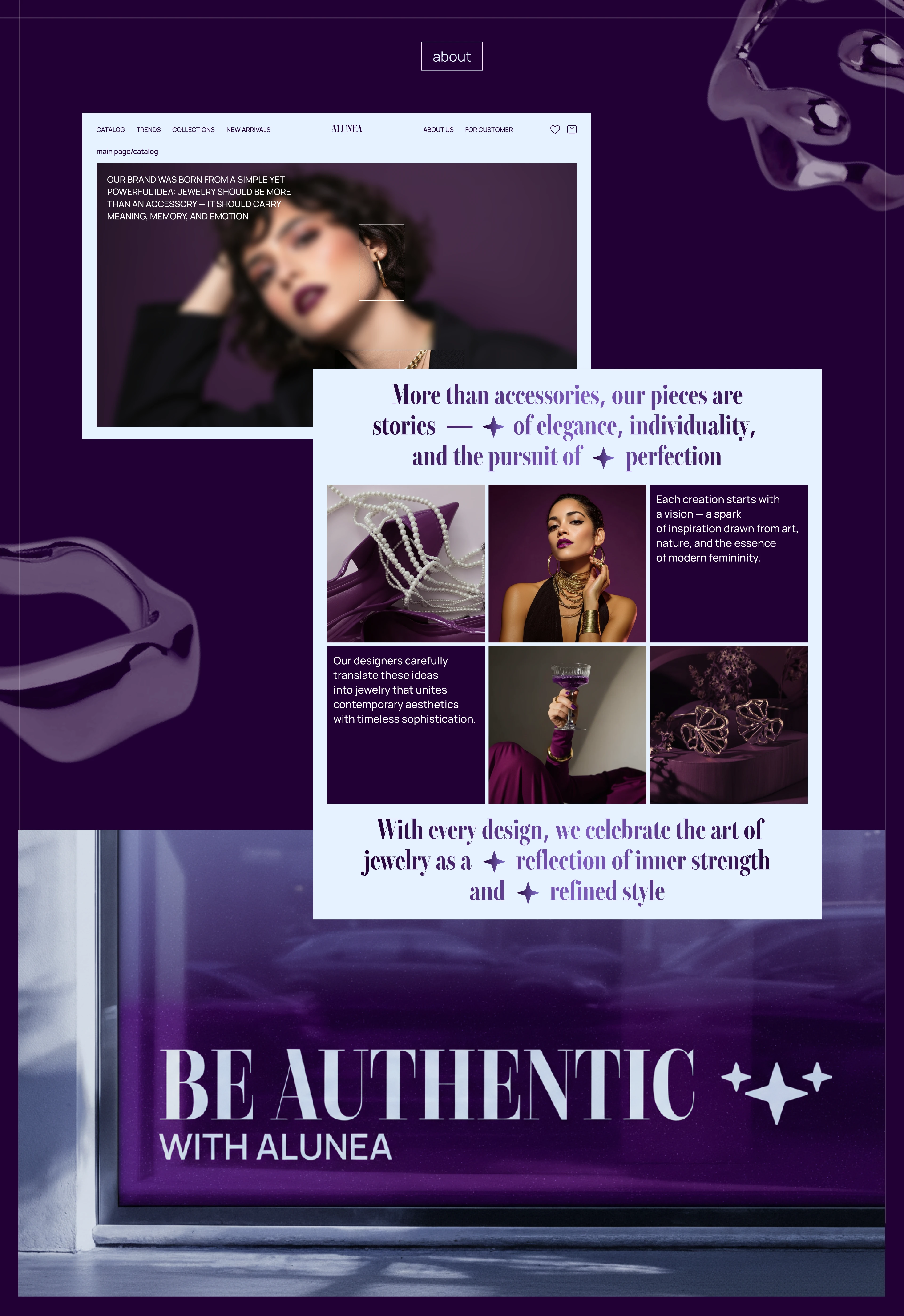 ALUNEA | JEWELRY SHOP — Изображение №8 — Интерфейсы, Брендинг на Dprofile