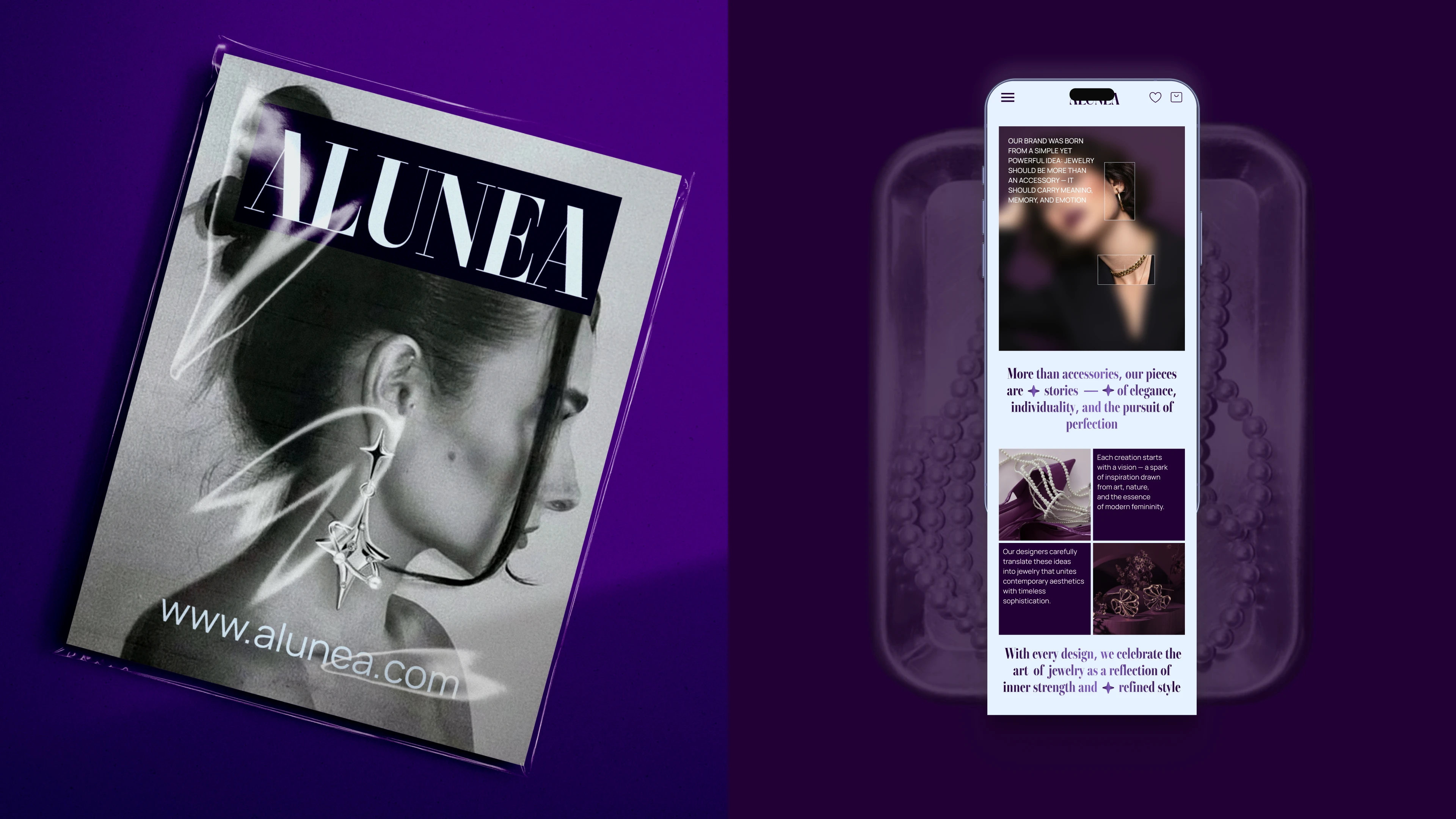 ALUNEA | JEWELRY SHOP — Изображение №9 — Интерфейсы, Брендинг на Dprofile
