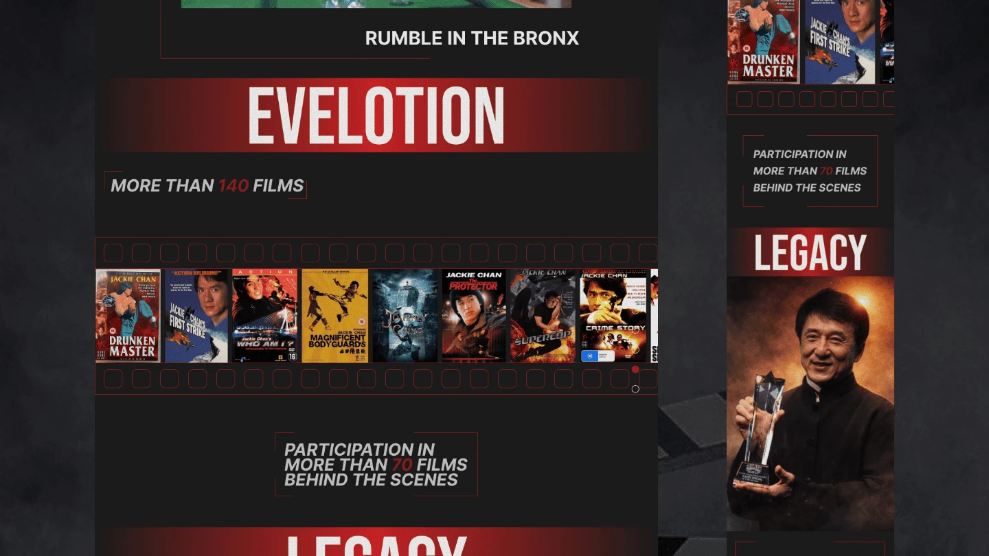 Jackie Chan the art of motion | Landing Page Design — Изображение №8 — Интерфейсы, Графика на Dprofile