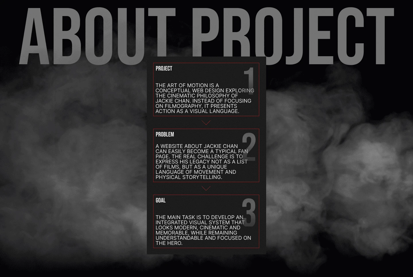 Jackie Chan the art of motion | Landing Page Design — Изображение №2 — Интерфейсы, Графика на Dprofile
