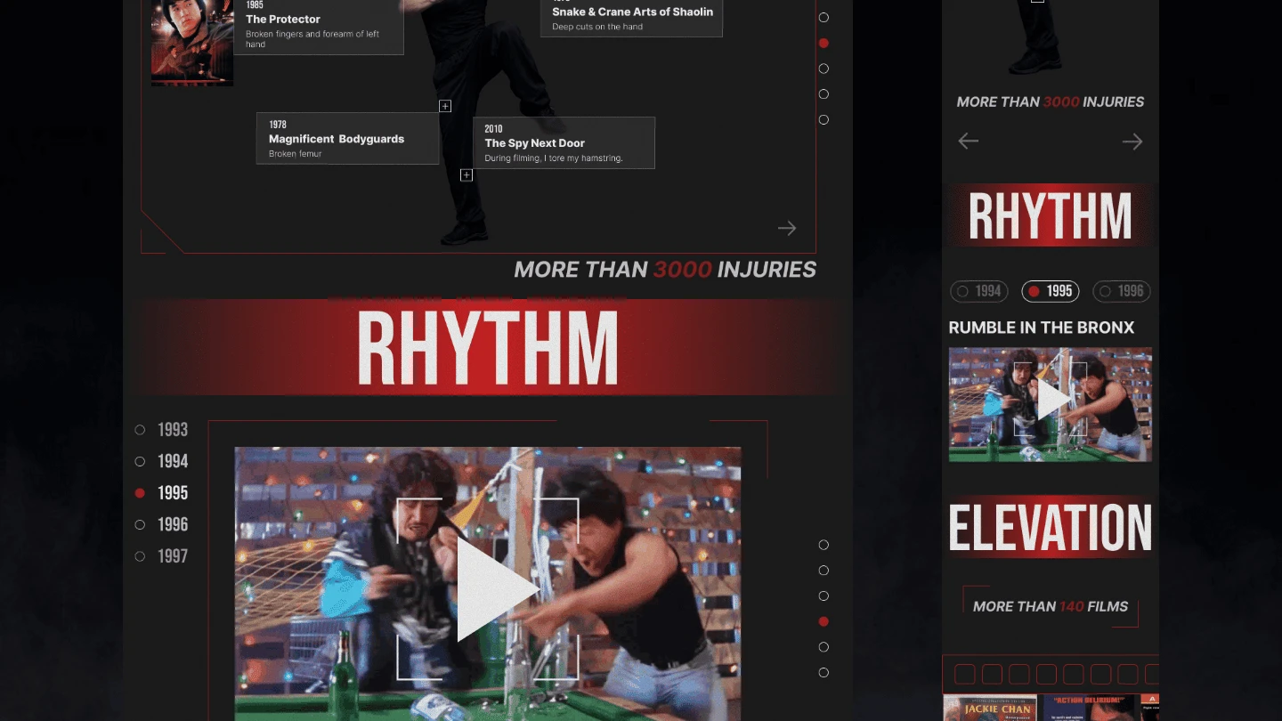 Jackie Chan the art of motion | Landing Page Design — Изображение №7 — Интерфейсы, Графика на Dprofile