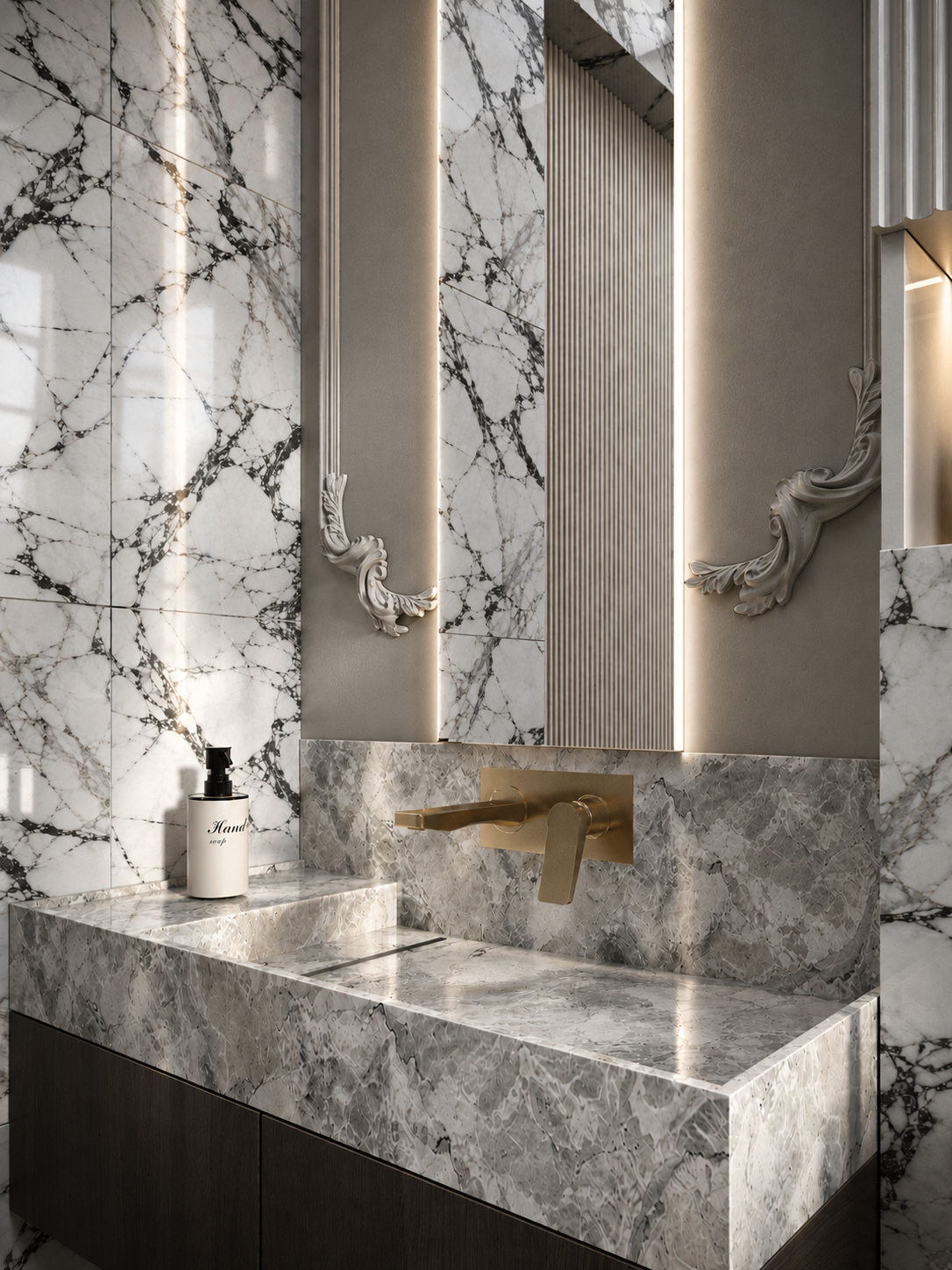 Marble Balance — гостевой санузел в современной классике — Изображение №2 — 3D на Dprofile