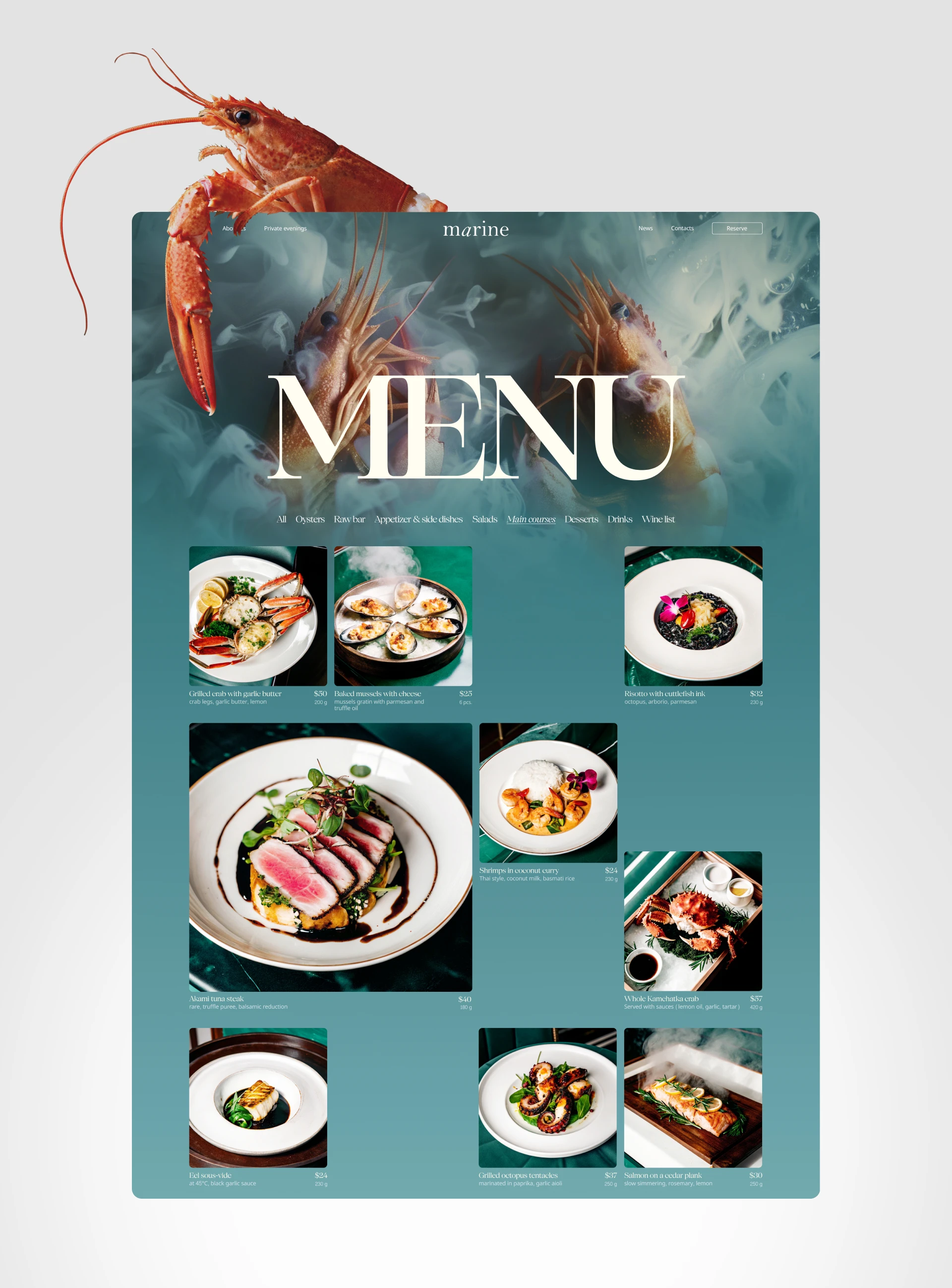 Marine restaurant [corporate website] — Изображение №5 — Интерфейсы на Dprofile