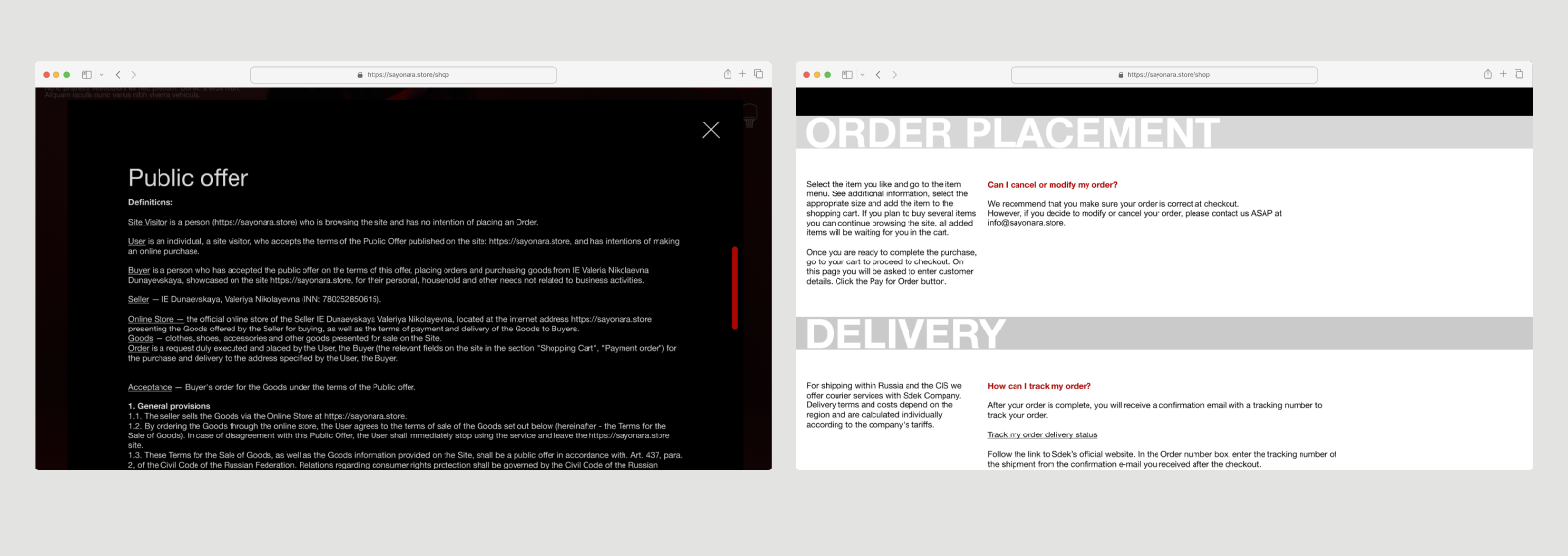ЭЛДЖЕЙ | SAYONARA SHOP | Web Design — Изображение №4 — Интерфейсы на Dprofile
