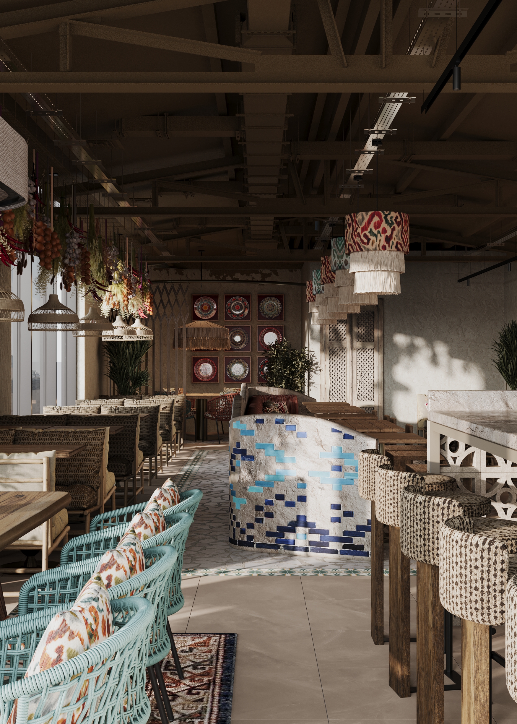 By Bazar | Бистро по-узбекски | Интерьер — Изображение №8 — 3D, Архитектура на Dprofile