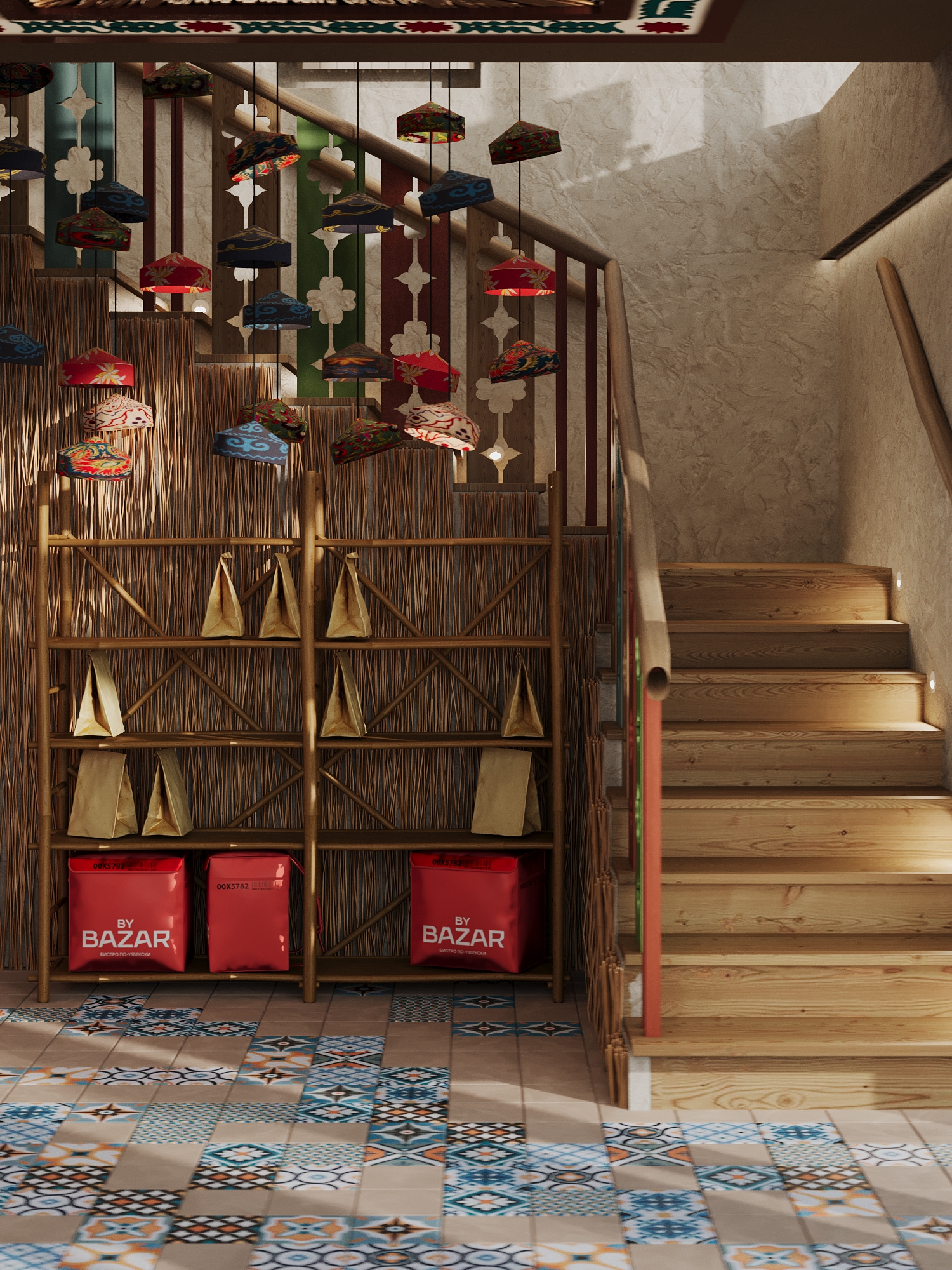 By Bazar | Бистро по-узбекски | Интерьер — Изображение №2 — 3D, Архитектура на Dprofile