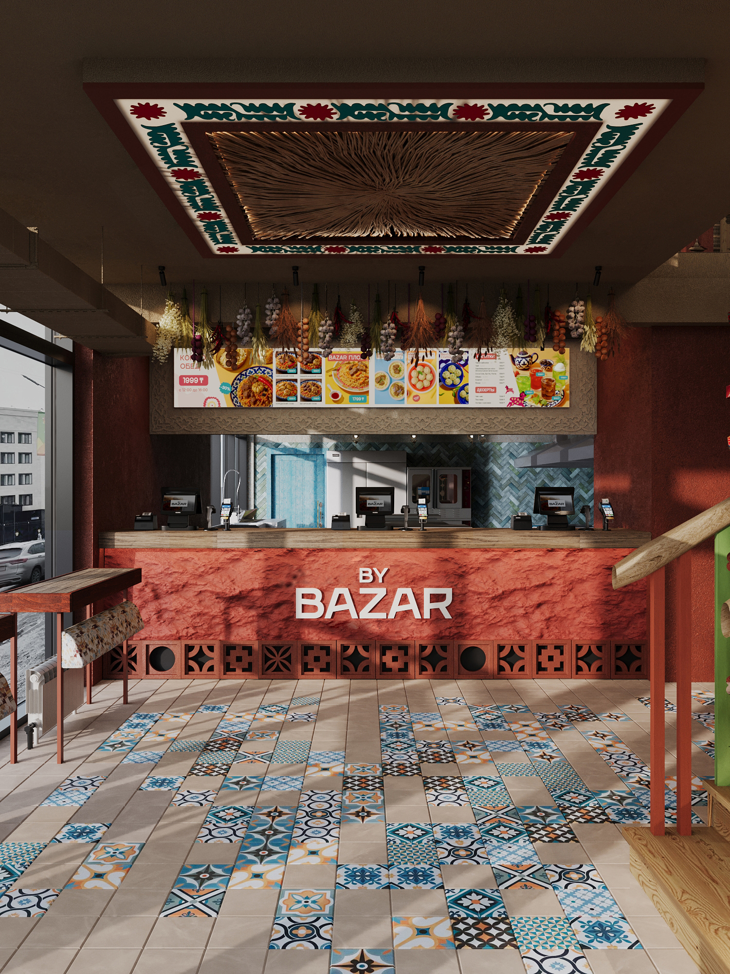 By Bazar | Бистро по-узбекски | Интерьер — Изображение №1 — 3D, Архитектура на Dprofile