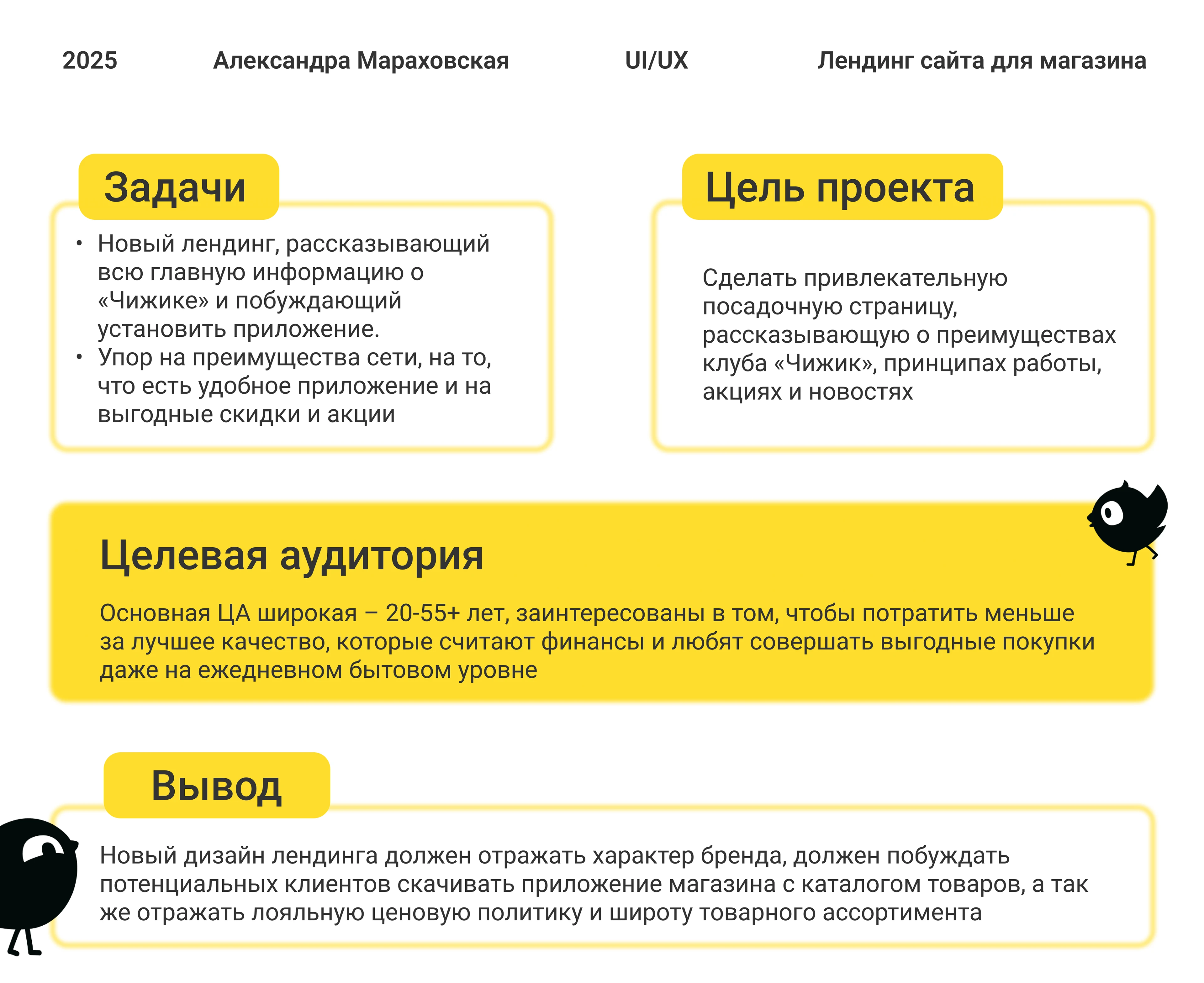 Лендинг для магазина «Чижик» — Изображение №2 — Интерфейсы, Брендинг на Dprofile