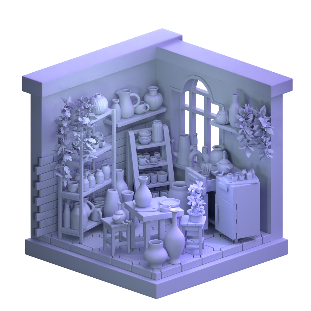 ISOMETRIC ROOM стилизованная творческая мастерская — Изображение №3 — Иллюстрация, 3D на Dprofile