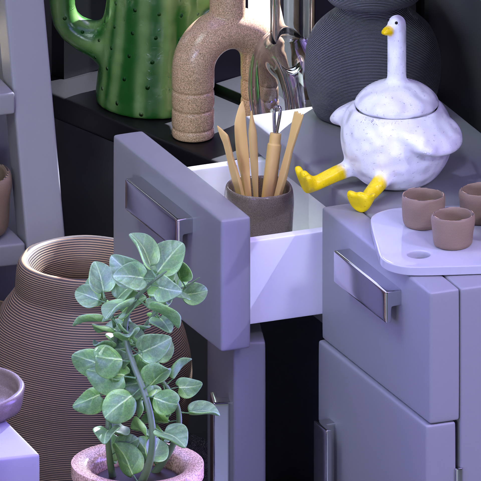 ISOMETRIC ROOM стилизованная творческая мастерская — Изображение №10 — Иллюстрация, 3D на Dprofile